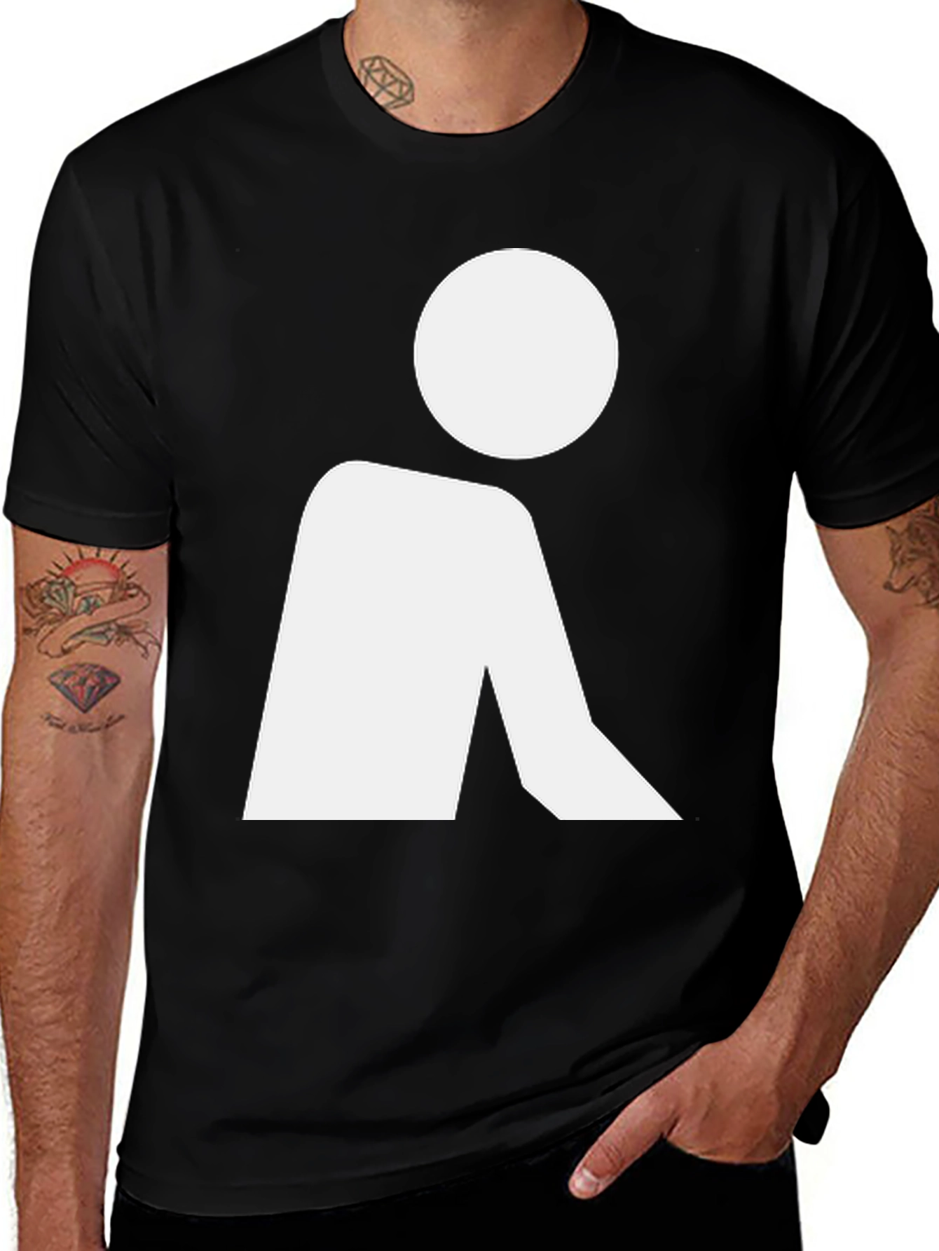 Abstract Figure Black T-Shirt - Modern Minimalist Design