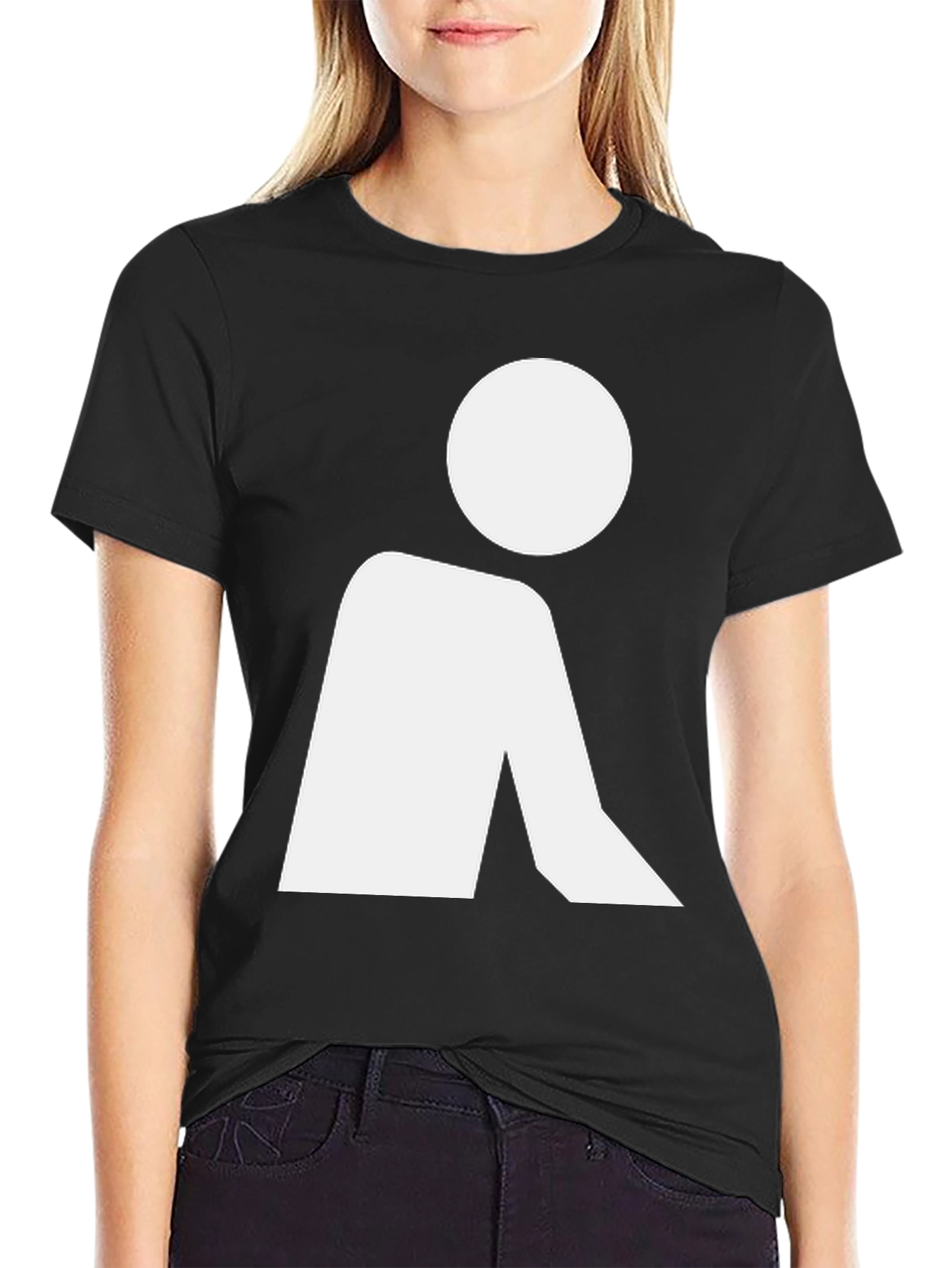 Abstract Figure Black T-Shirt - Modern Minimalist Design