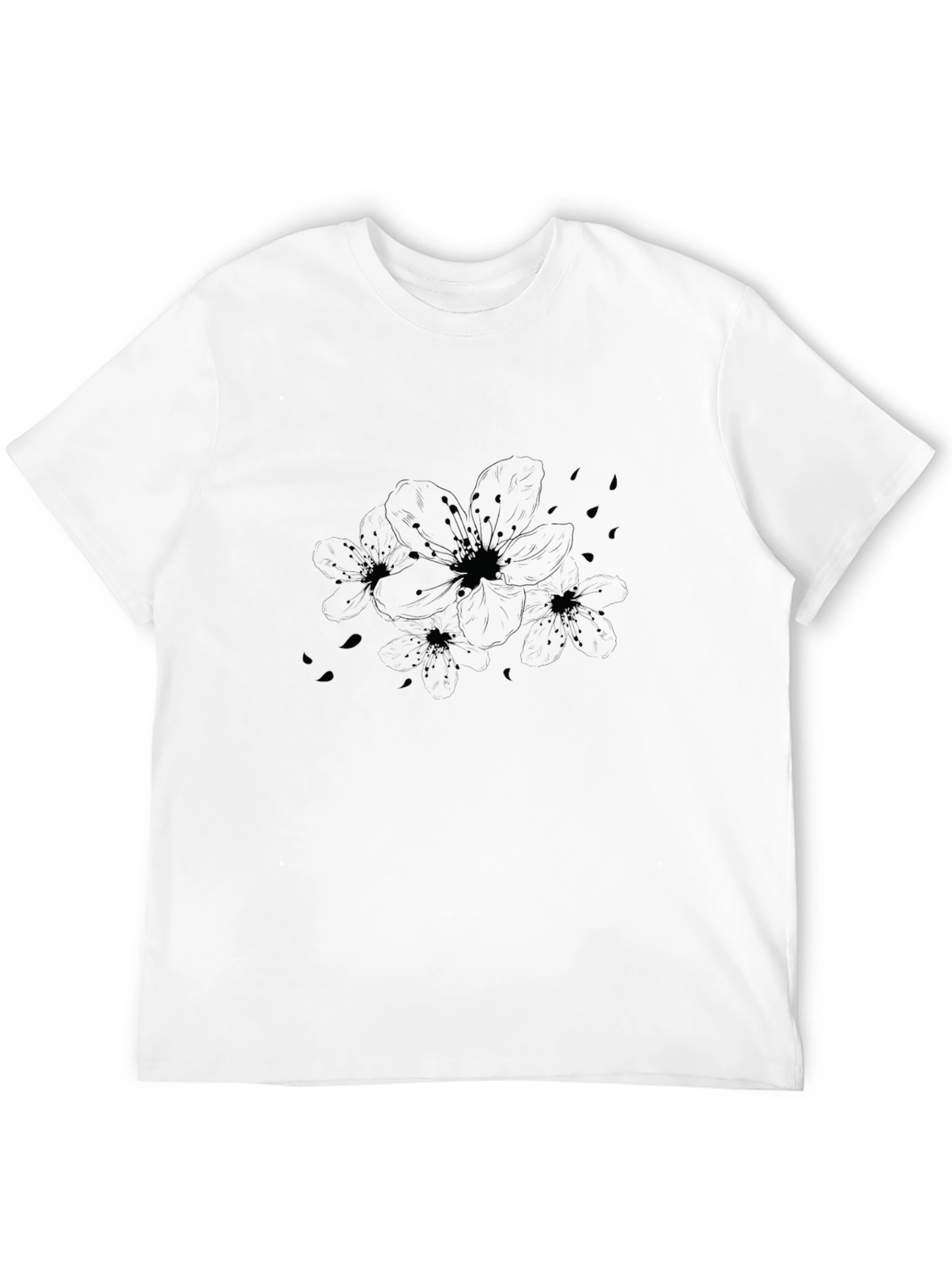 Black Blossom Graphic Tee - Casual Comfort