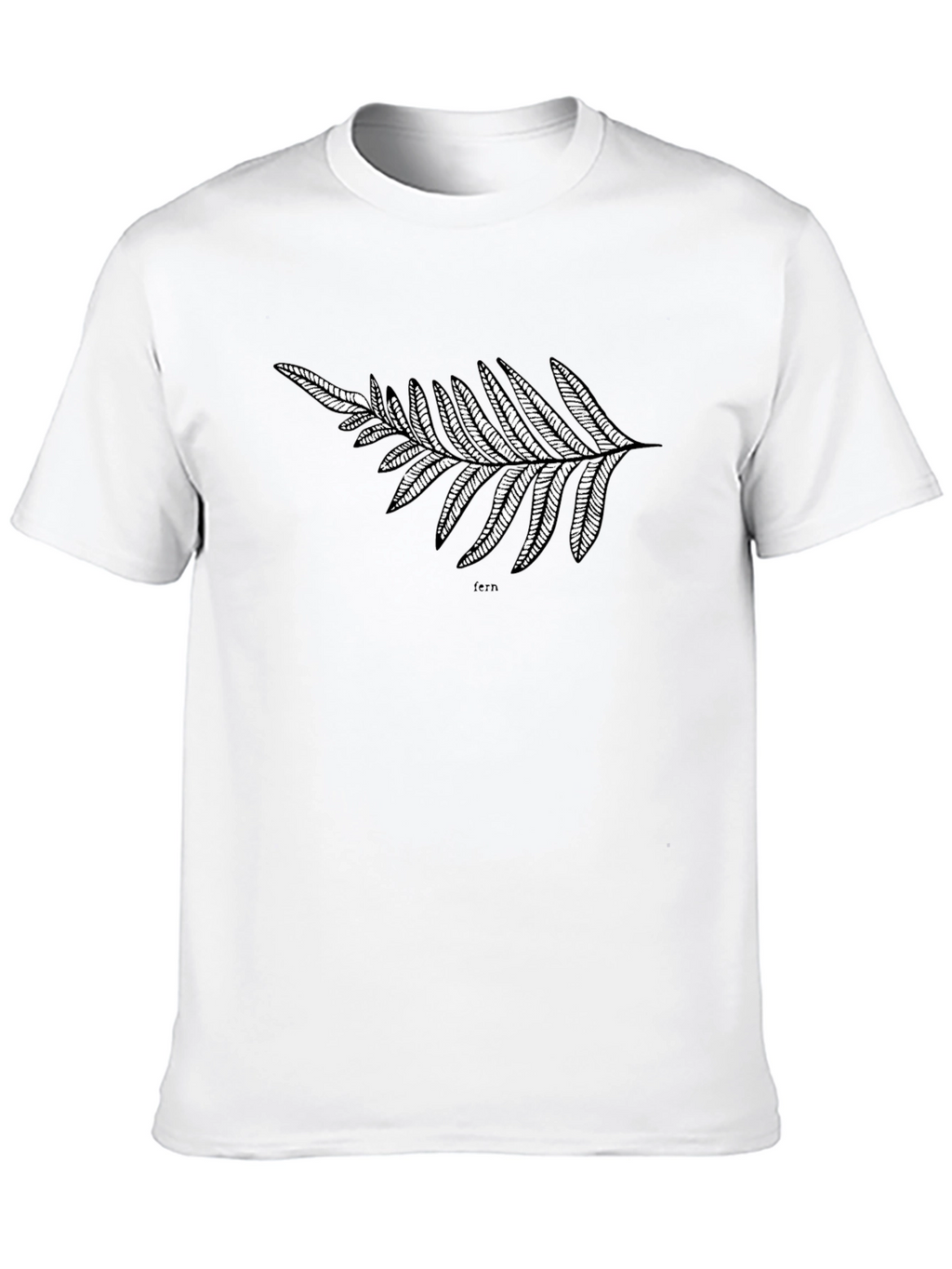 Black T-Shirt with Fern Design