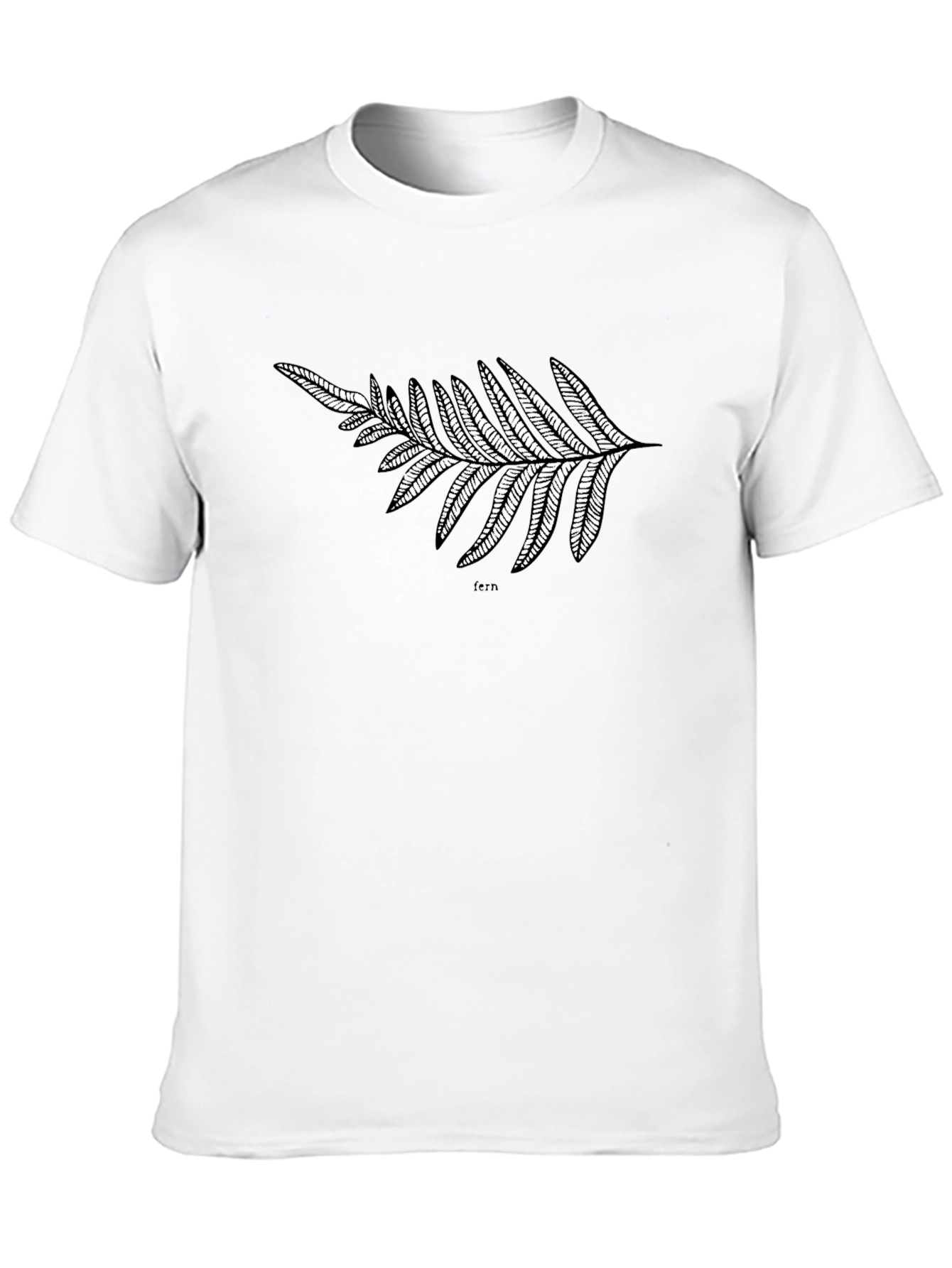 Black T-Shirt with Fern Design