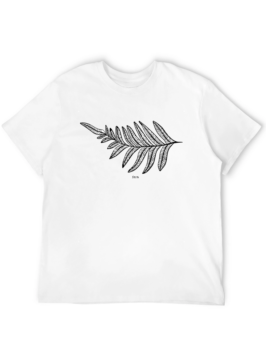 Black T-Shirt with Fern Design