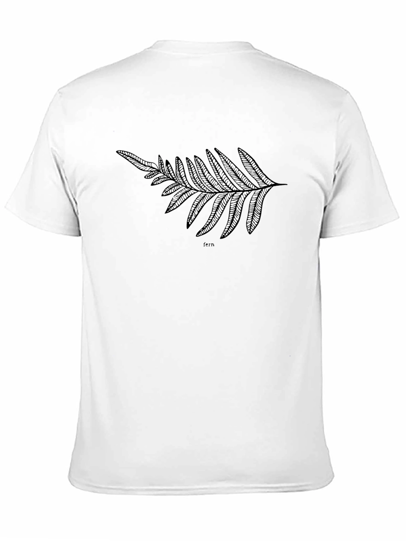 Black T-Shirt with Fern Design