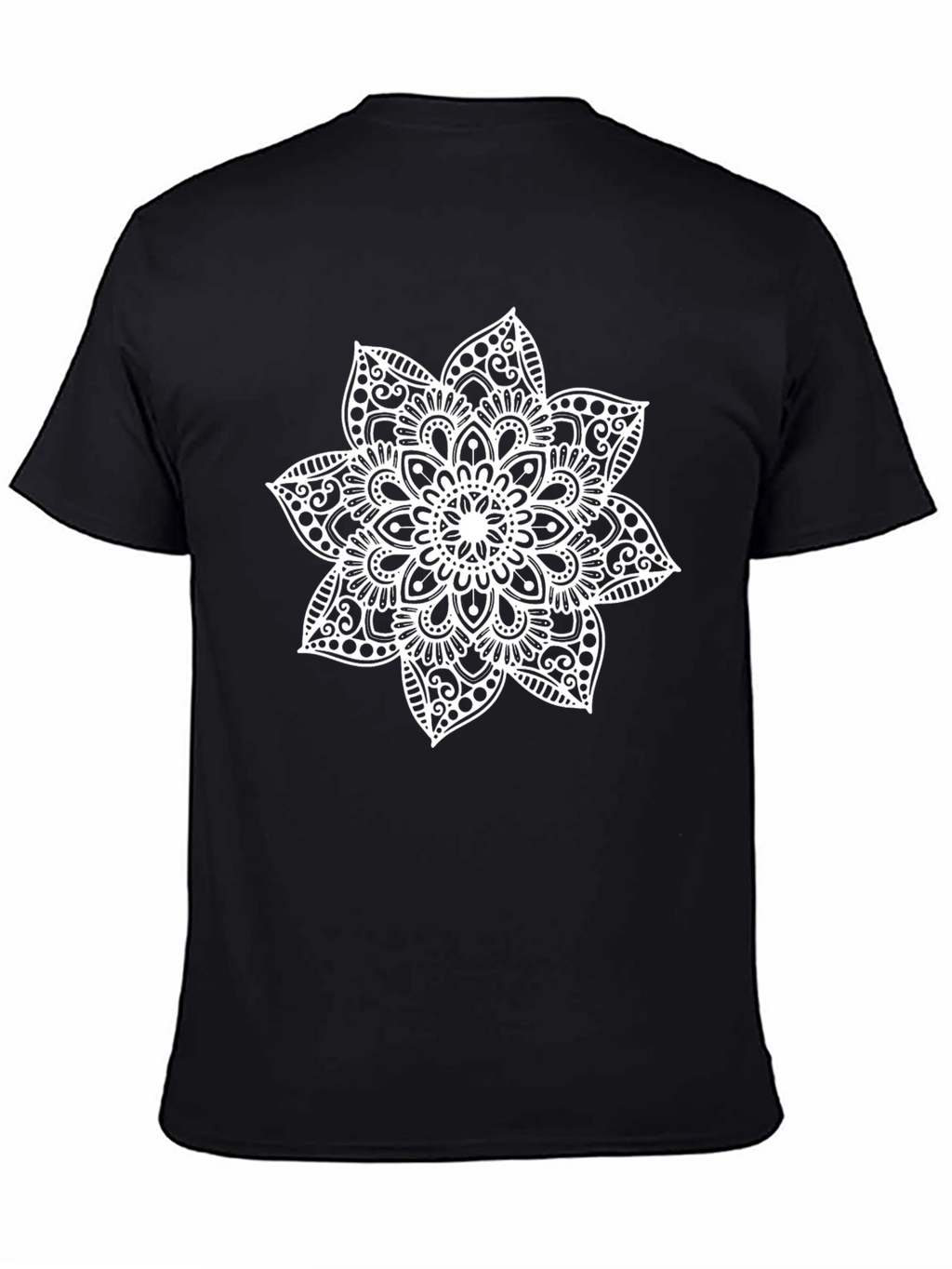 Black Tee with White Mandala Design