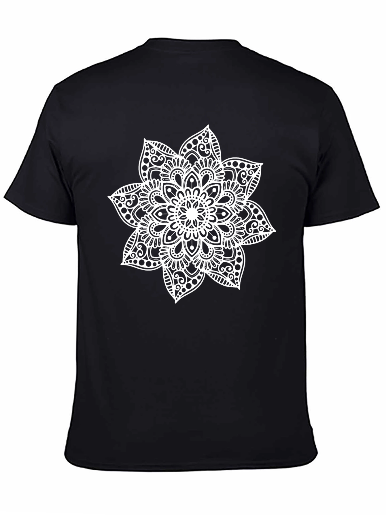 Black Tee with White Mandala Design