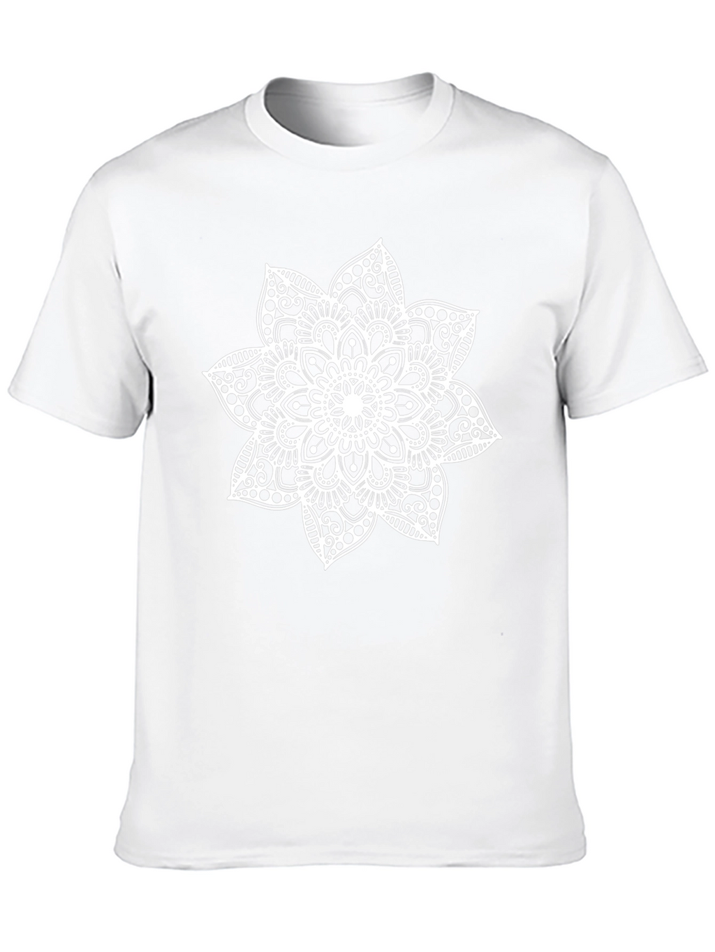Black Tee with White Mandala Design