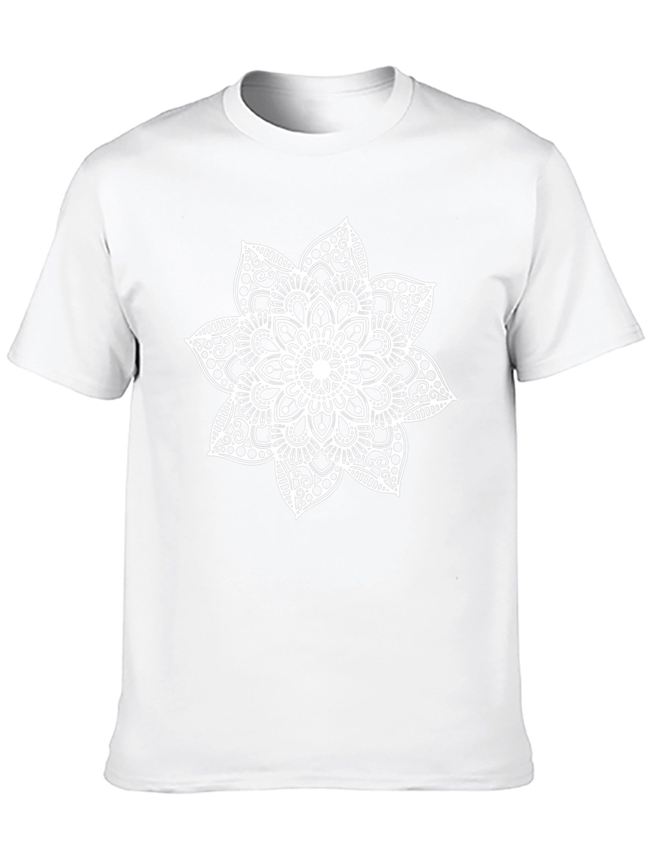 Black Tee with White Mandala Design