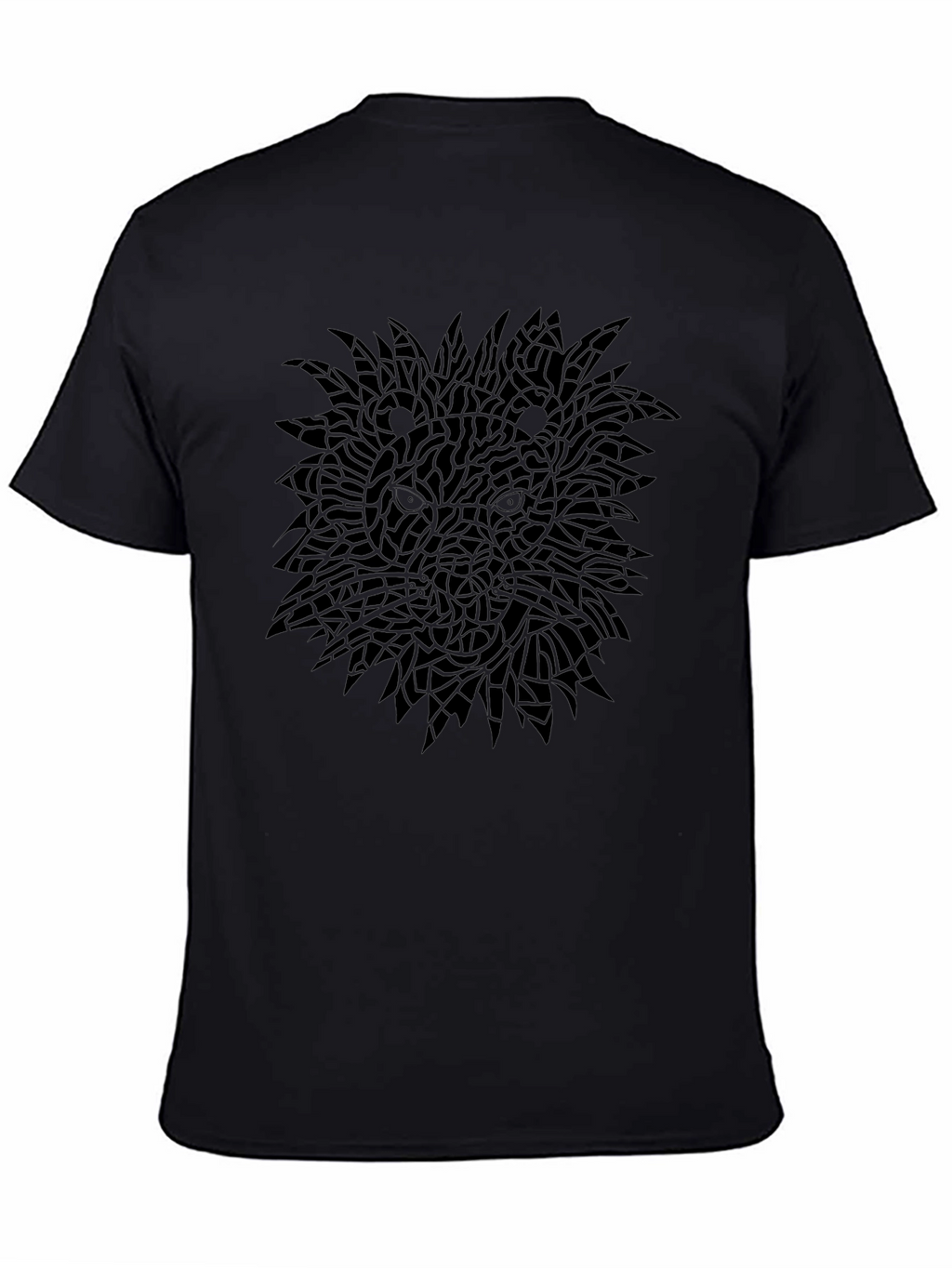 Black Graphic Tee - Mosaic Lion Design