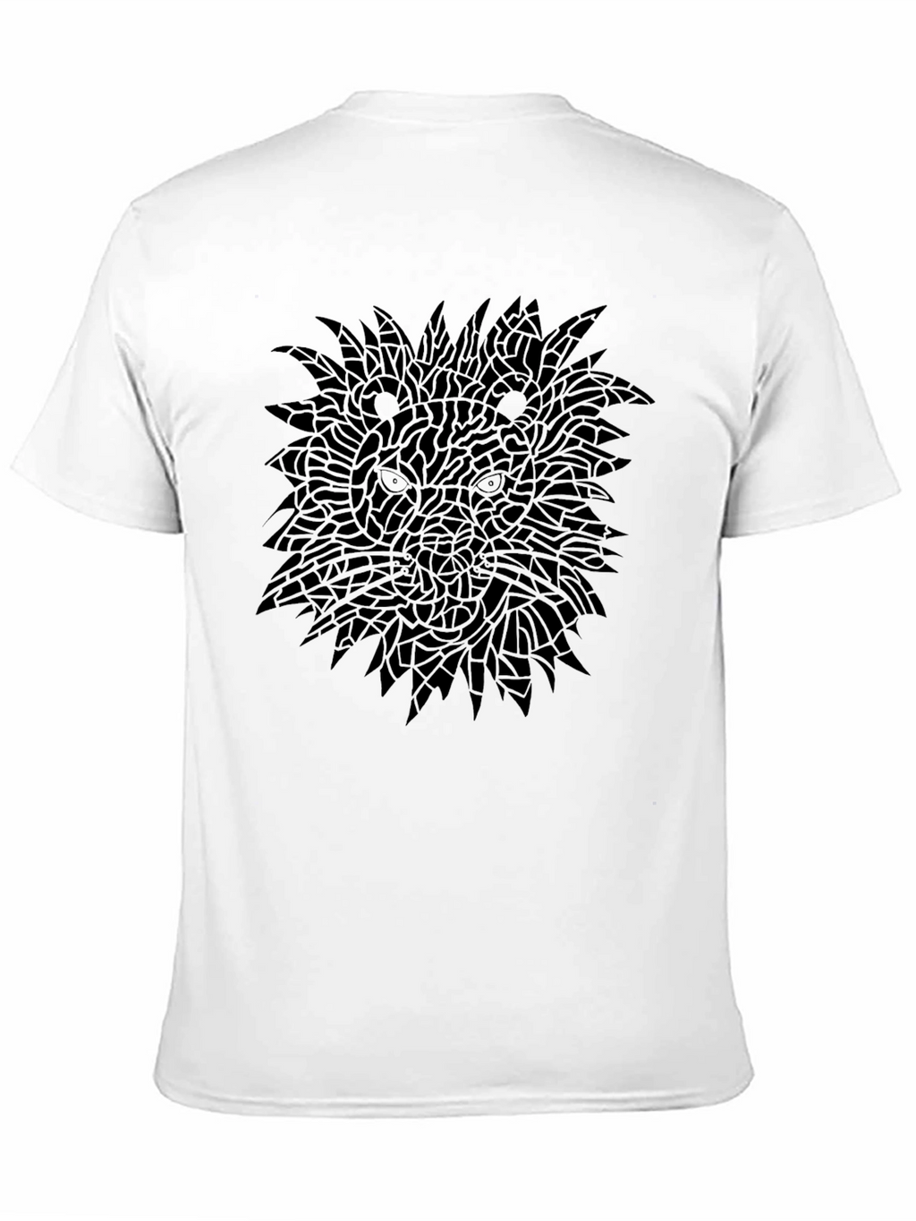 Black Graphic Tee - Mosaic Lion Design
