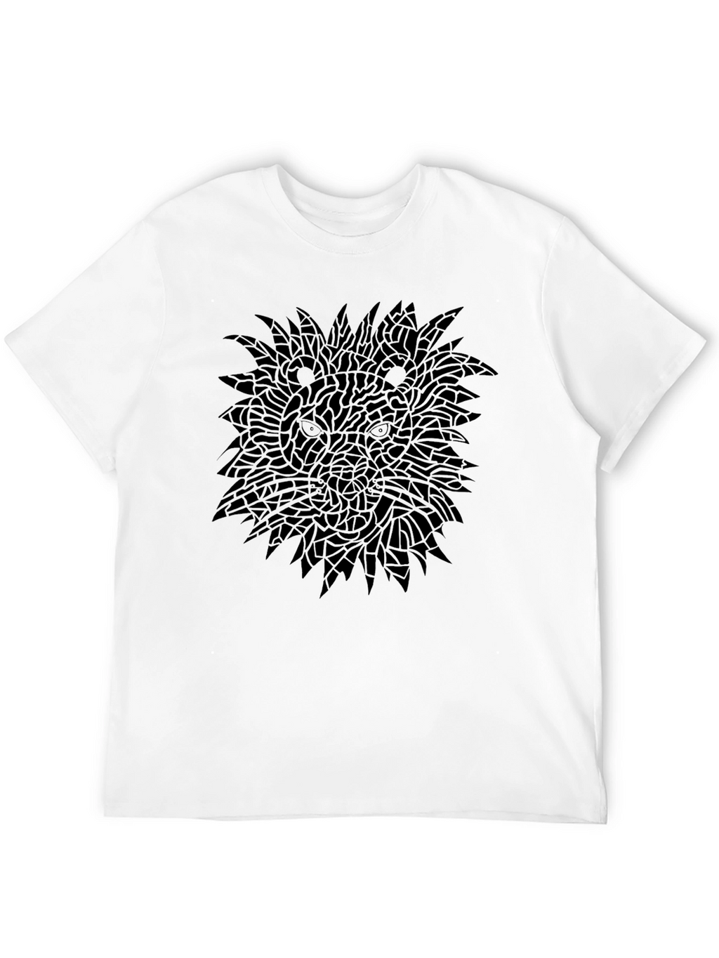 Black Graphic Tee - Mosaic Lion Design