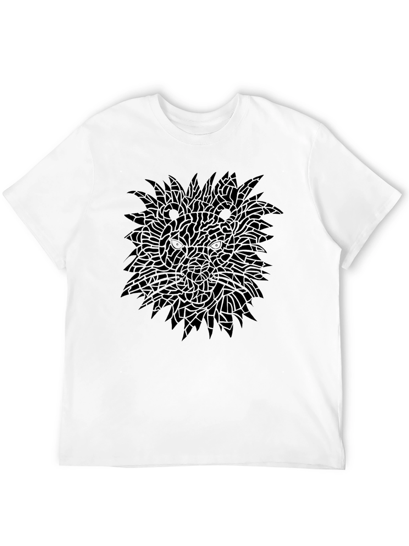 Black Graphic Tee - Mosaic Lion Design