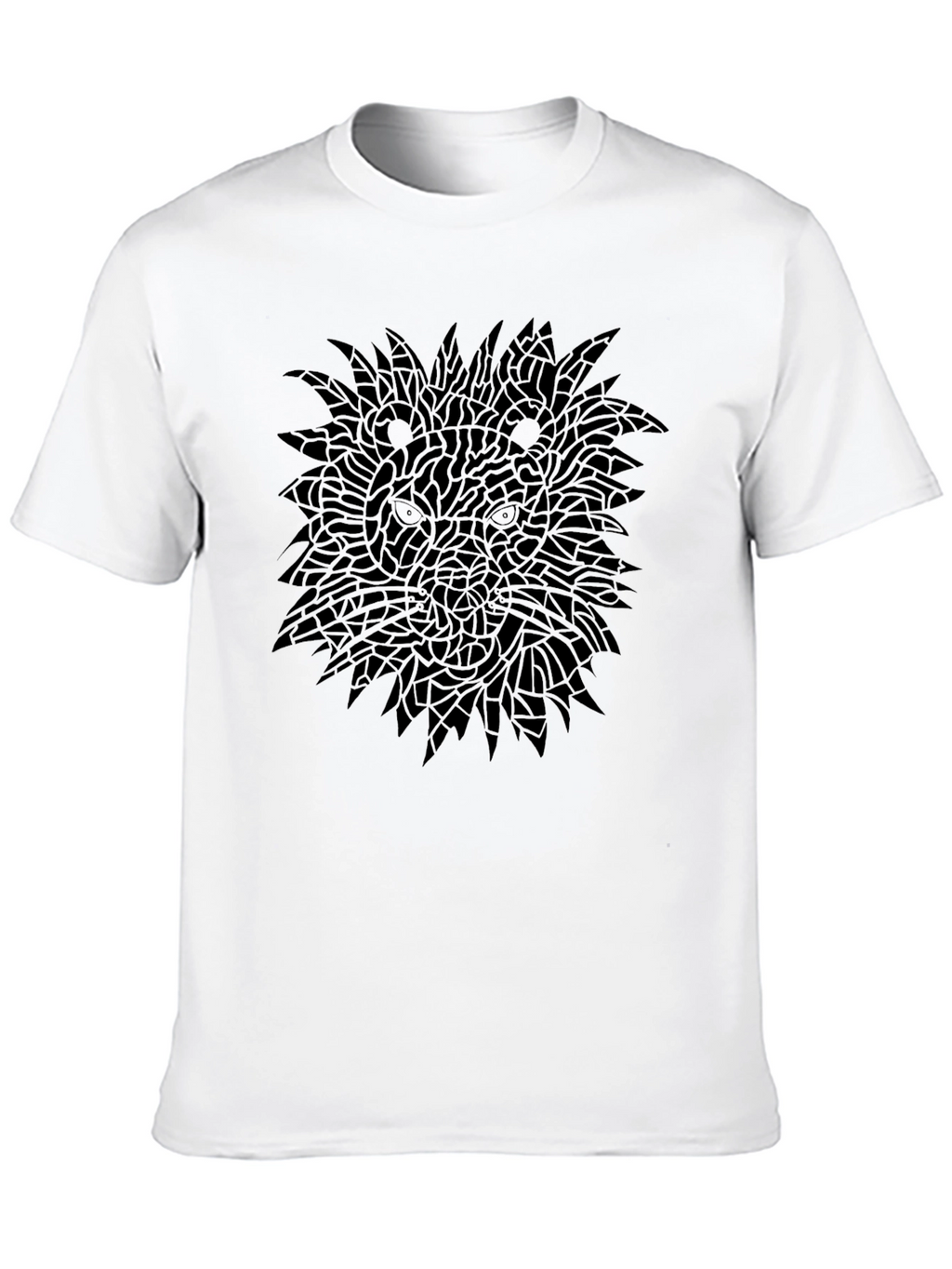 Black Graphic Tee - Mosaic Lion Design