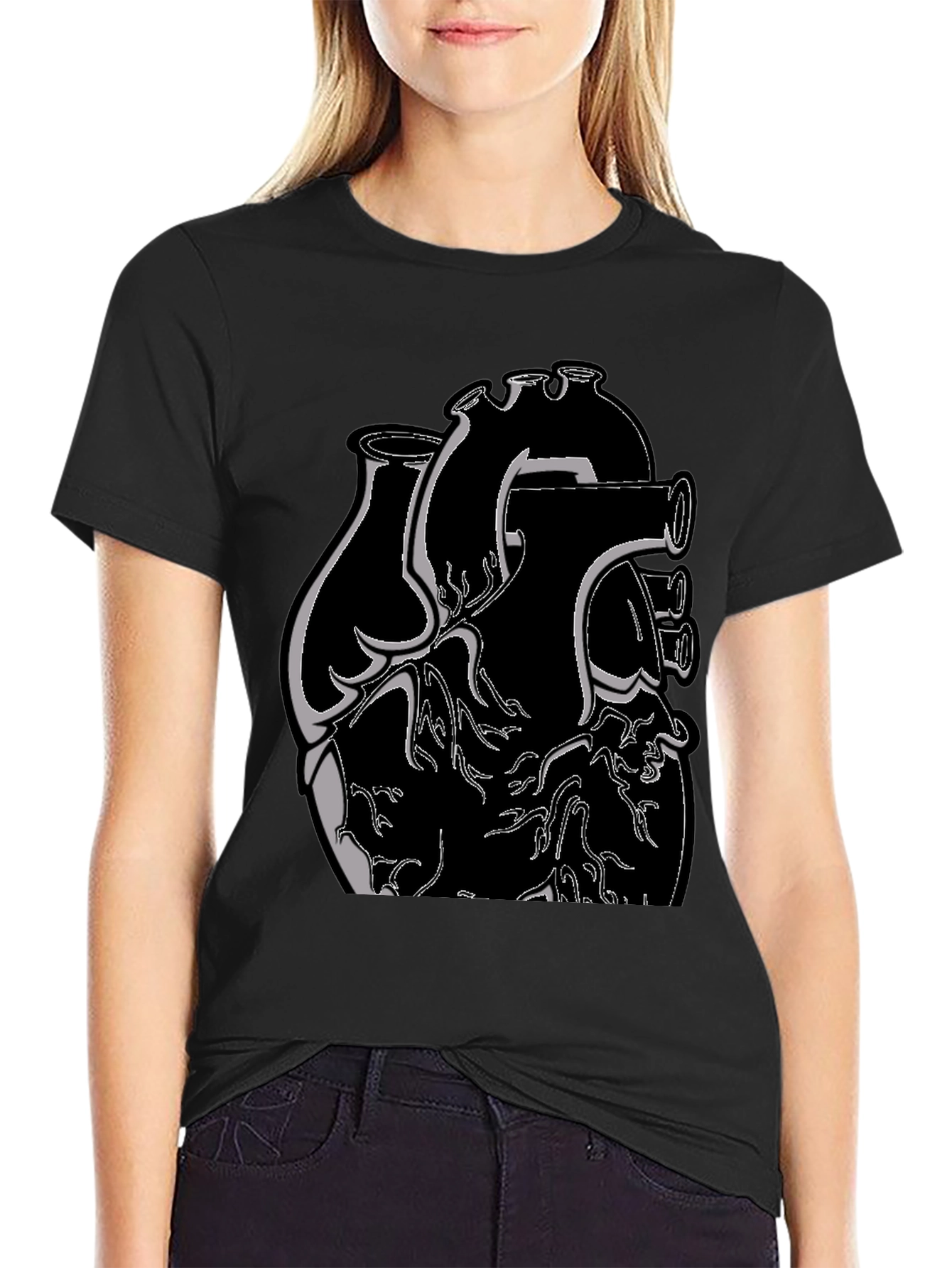 Anatomical Heart Graphic Tee - Unique Black T-Shirt