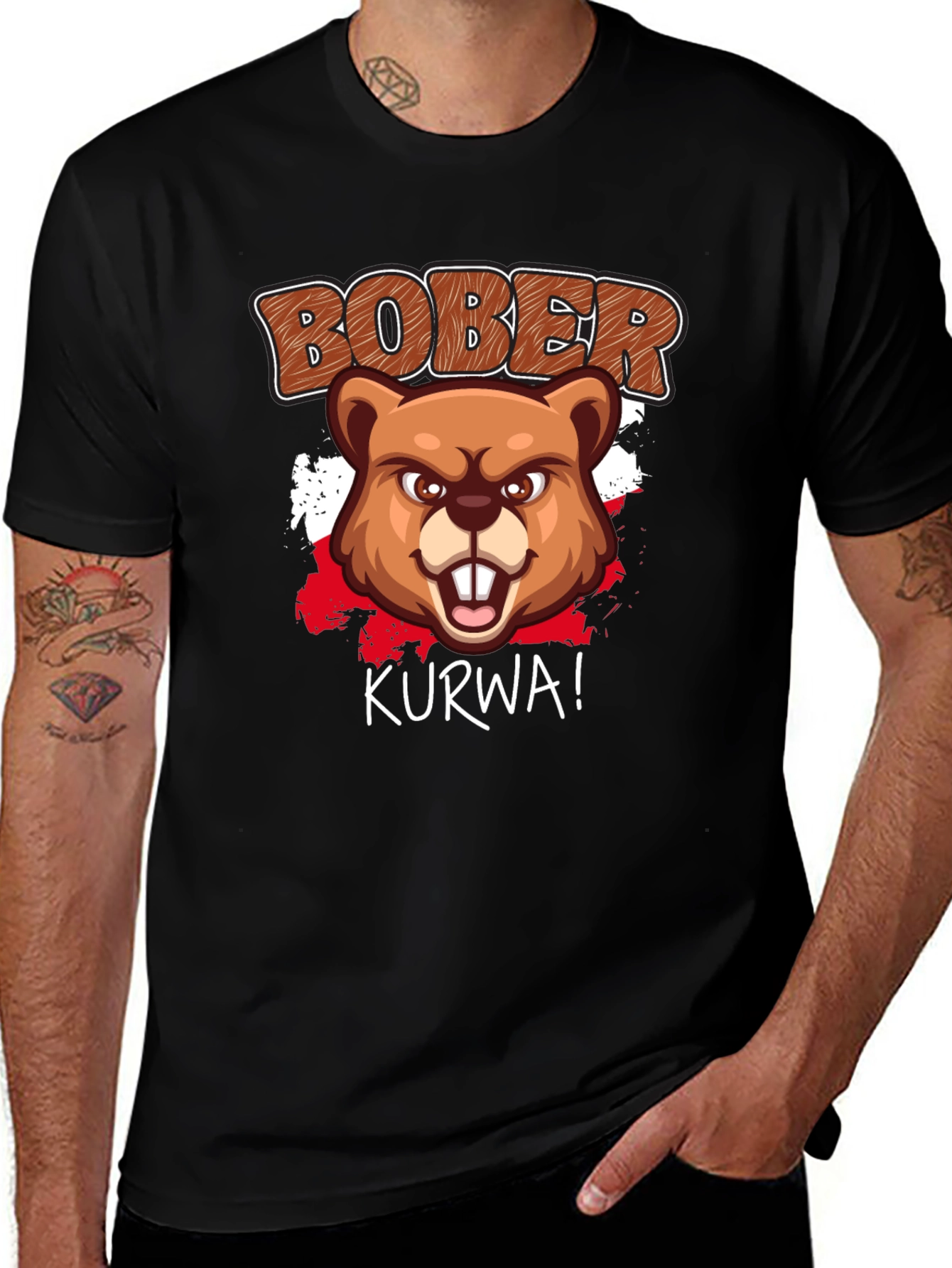 Bober Kurwa! Graphic T-Shirt - Beaver Humor Tee