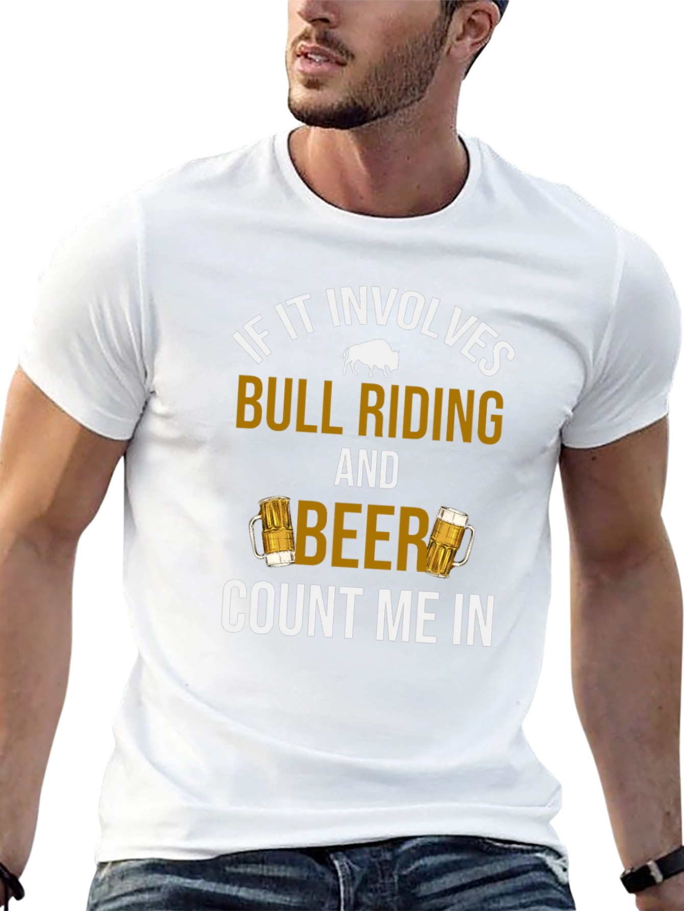 Bull Riding & Beer T-Shirt - Count Me In!