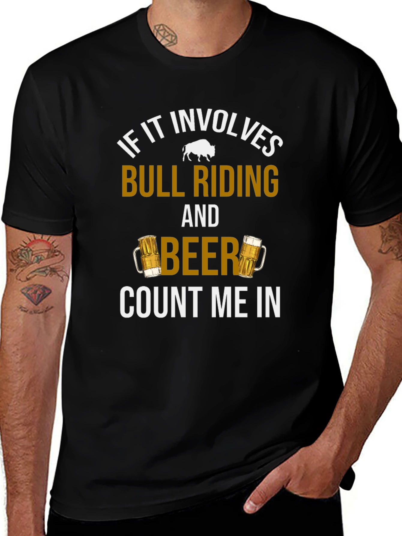 Bull Riding & Beer T-Shirt - Count Me In!