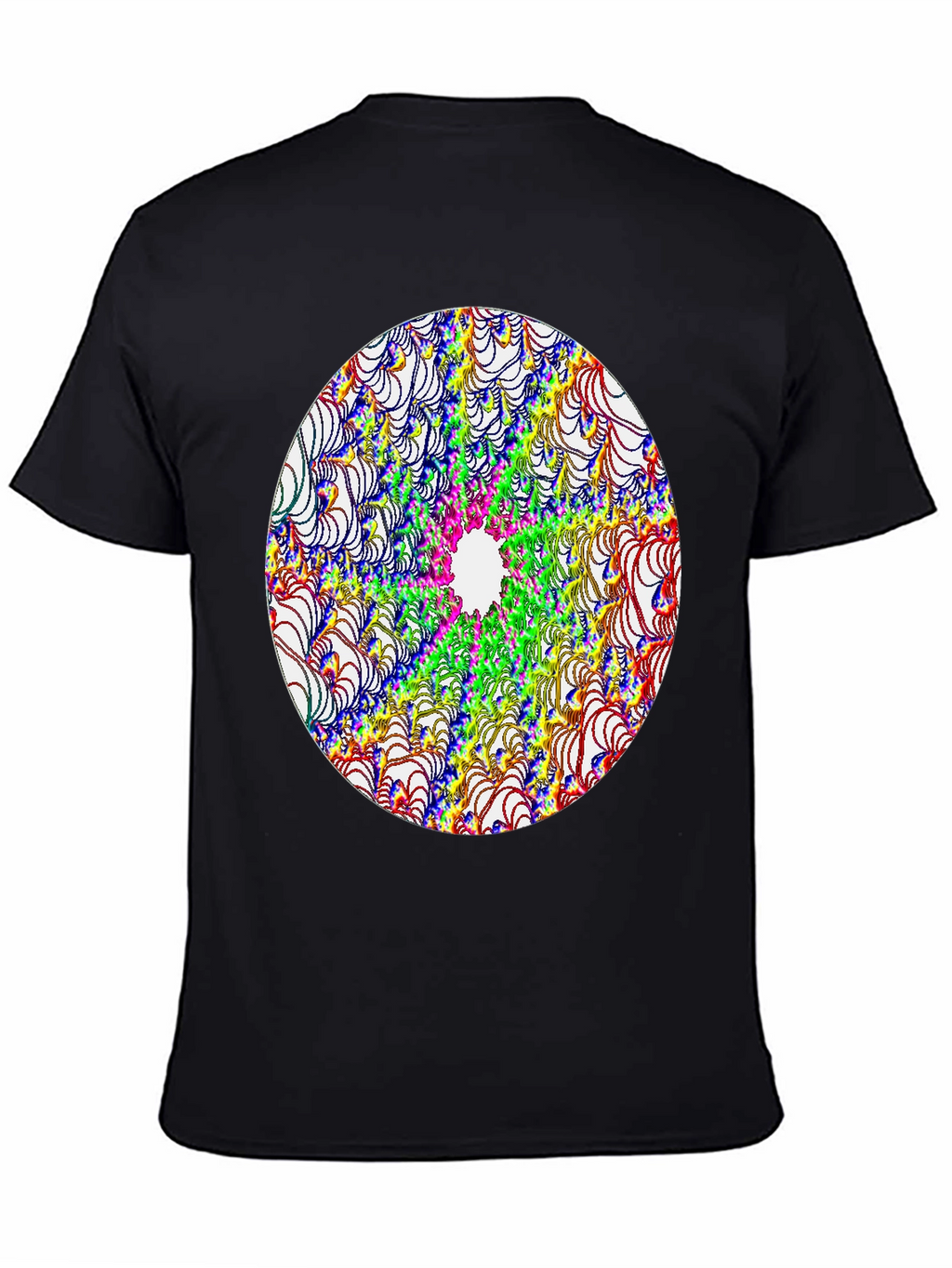 Abstract Fractal Design Black T-Shirt