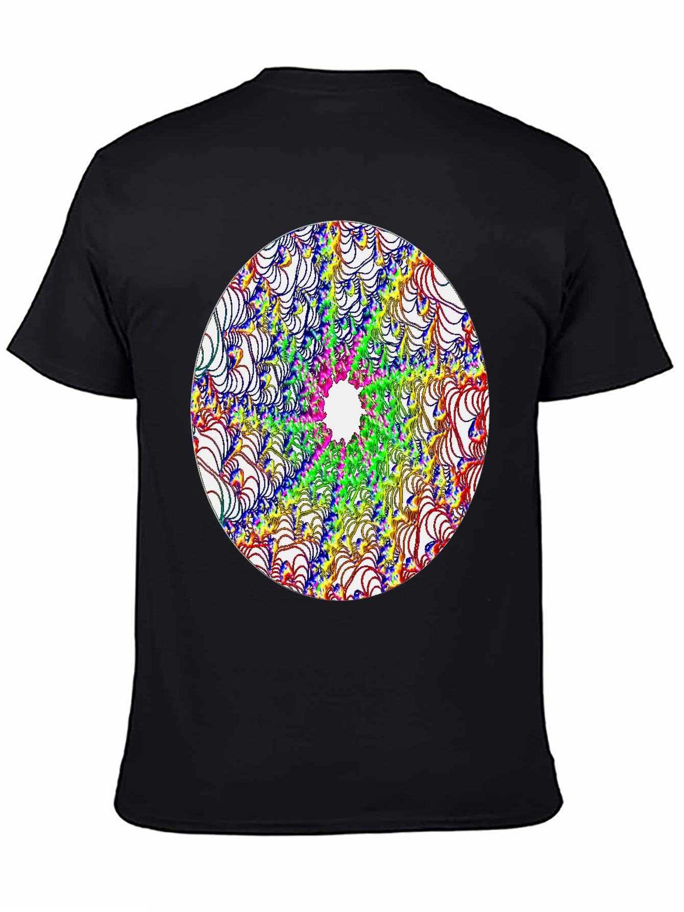 Abstract Fractal Design Black T-Shirt