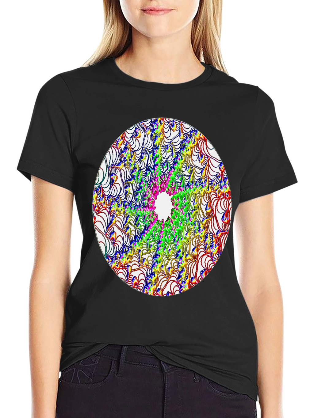 Abstract Fractal Design Black T-Shirt