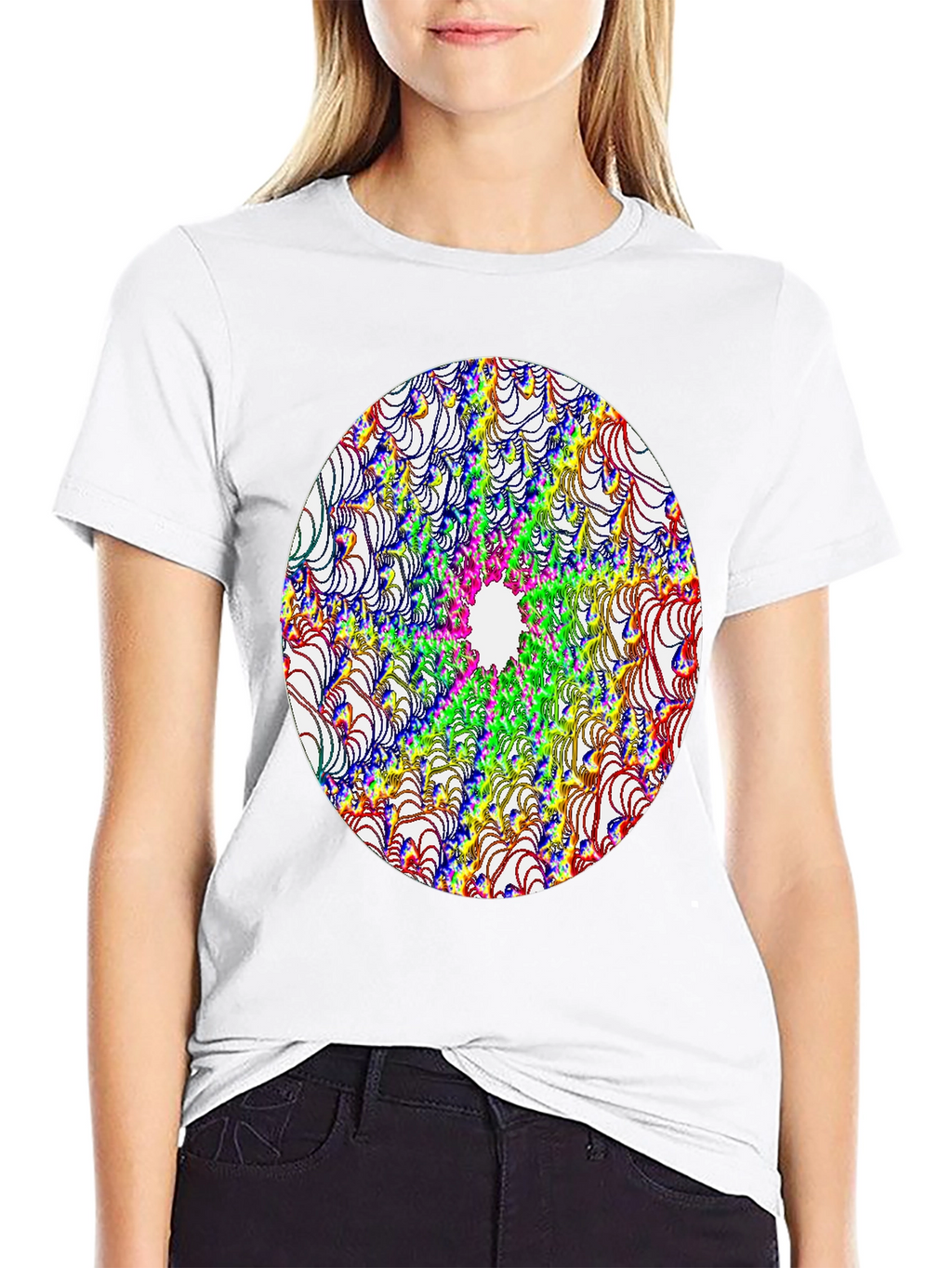 Abstract Fractal Design Black T-Shirt