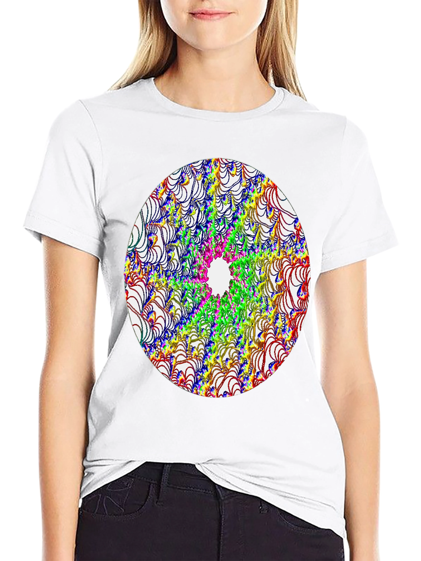 Abstract Fractal Design Black T-Shirt