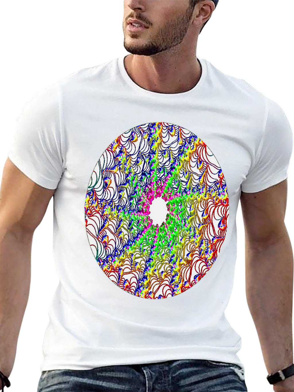 Abstract Fractal Design Black T-Shirt