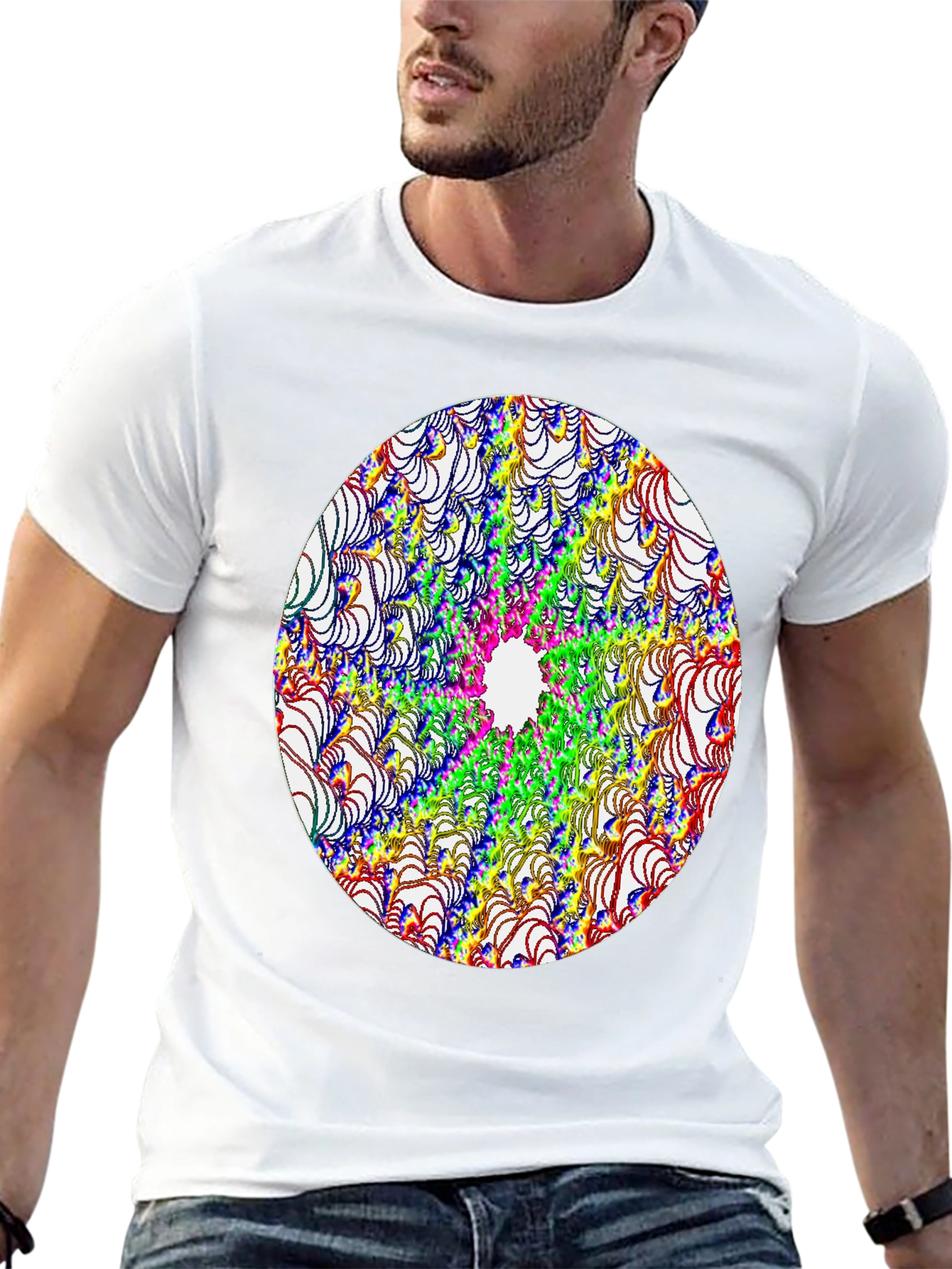 Abstract Fractal Design Black T-Shirt