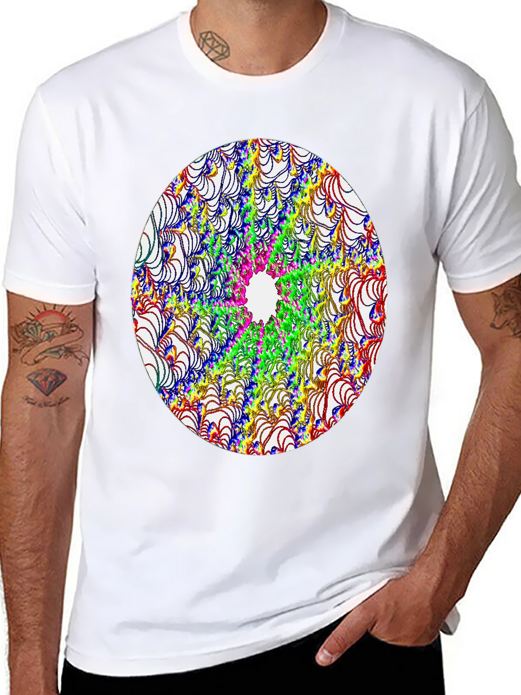 Abstract Fractal Design Black T-Shirt