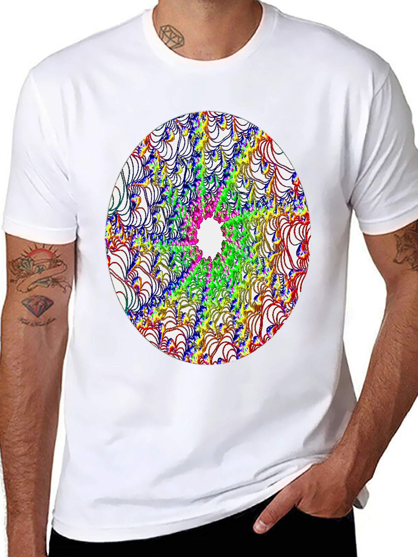 Abstract Fractal Design Black T-Shirt