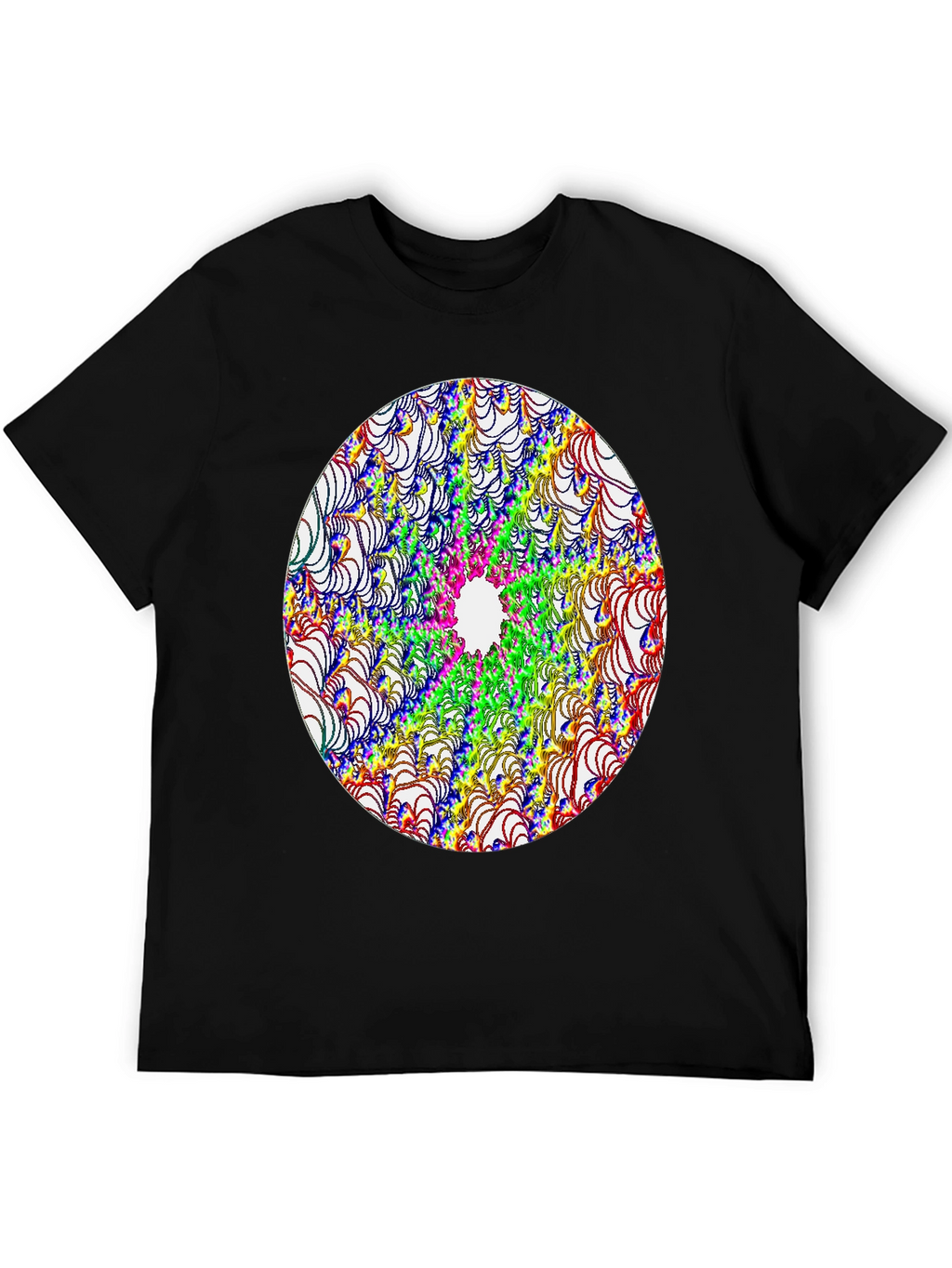 Abstract Fractal Design Black T-Shirt