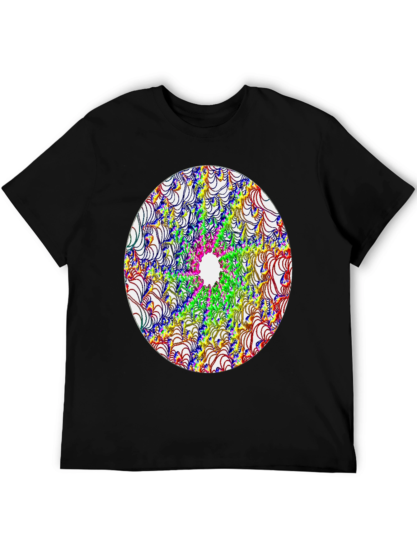 Abstract Fractal Design Black T-Shirt
