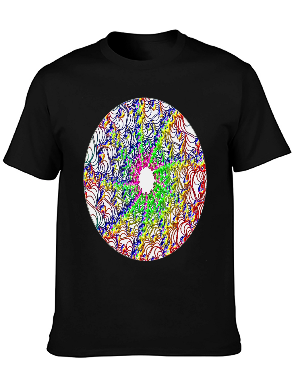 Abstract Fractal Design Black T-Shirt