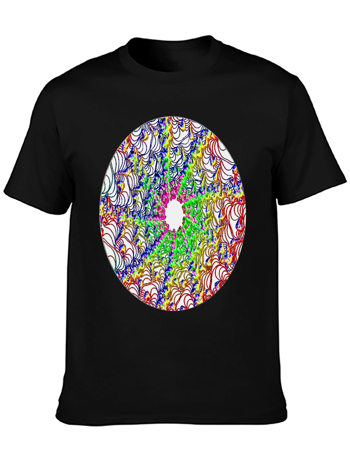 Abstract Fractal Design Black T-Shirt
