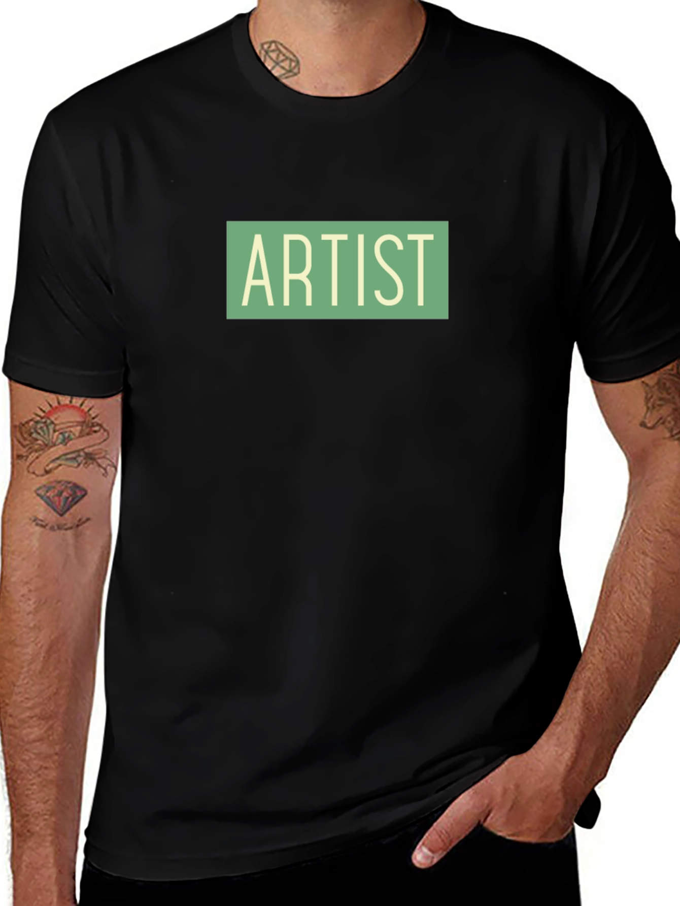 Artist Graphic Tee - Black Cotton Short Sleeve