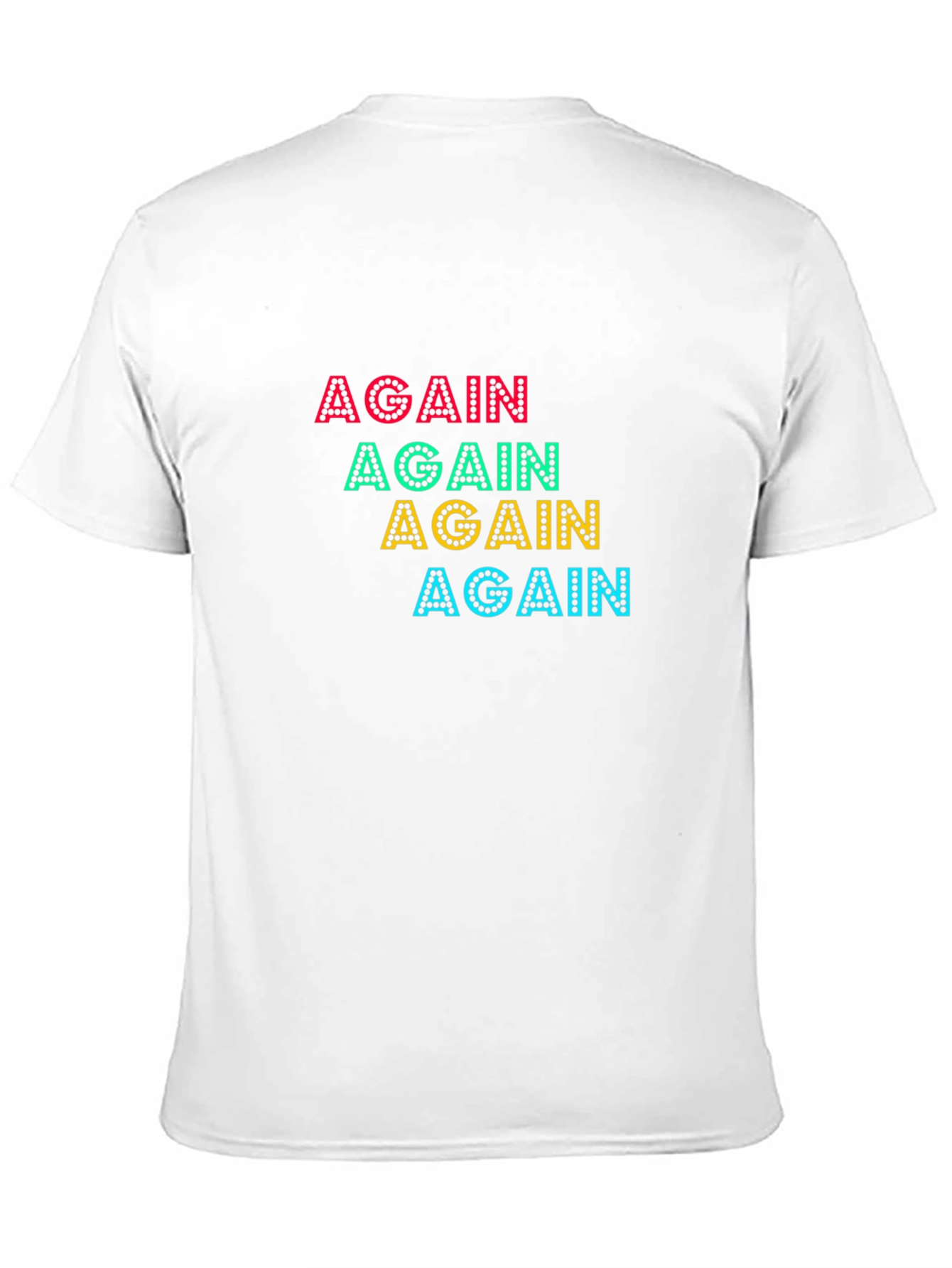 Again Colorful Print Black Cotton T-Shirt