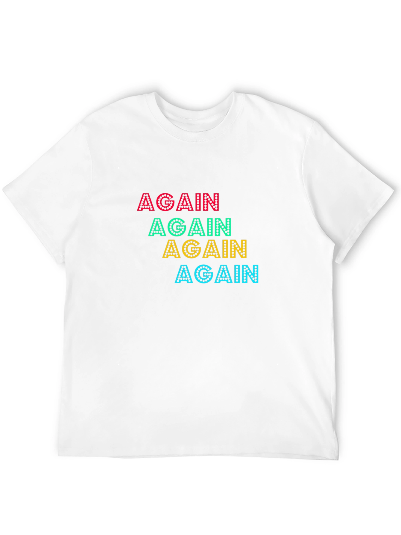 Again Colorful Print Black Cotton T-Shirt