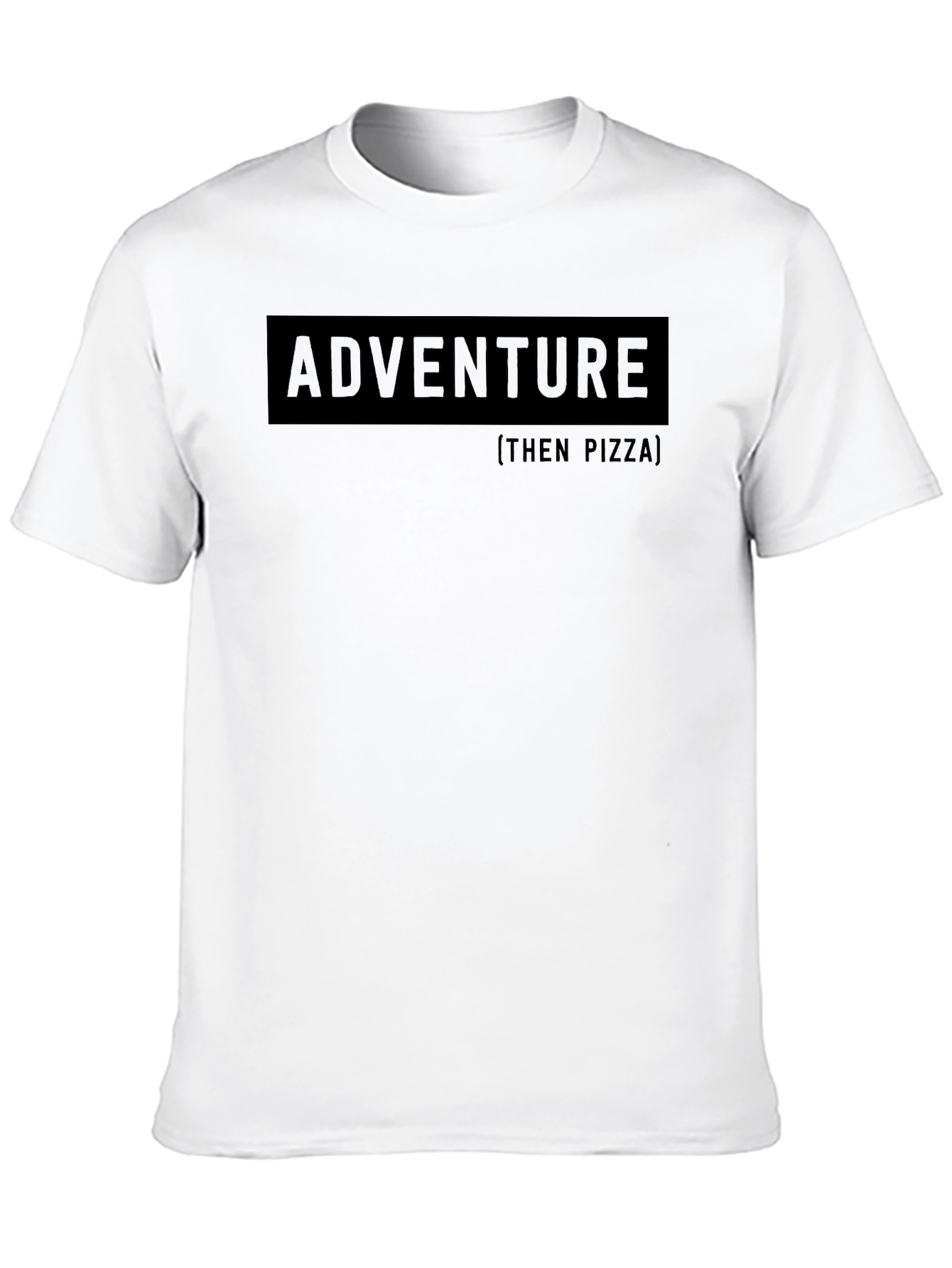 Adventure Then Pizza Graphic Tee - Black