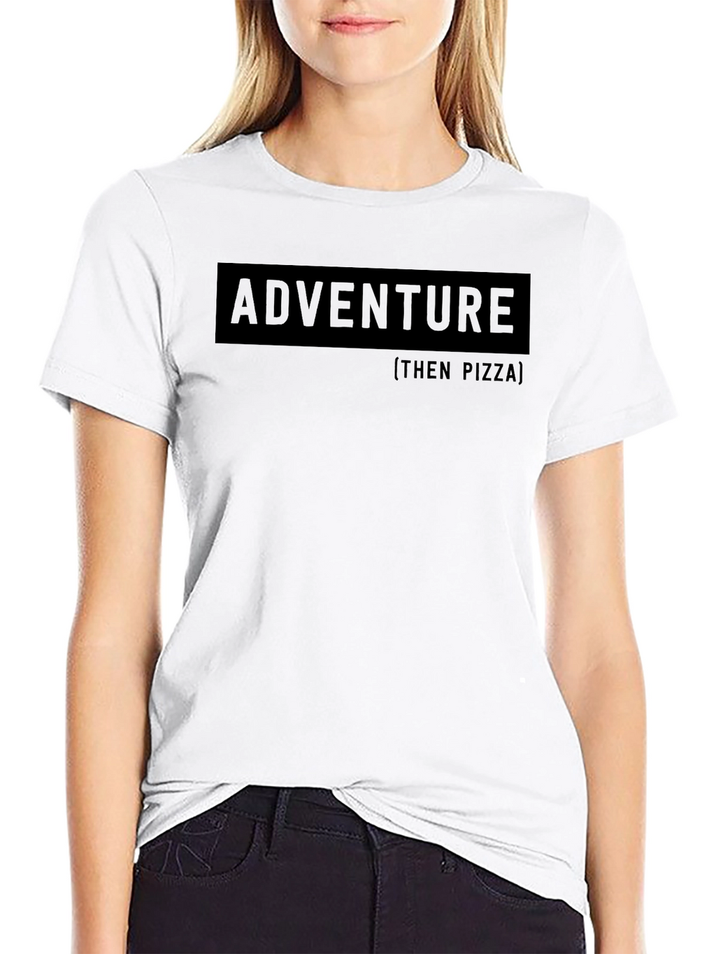 Adventure Then Pizza Graphic Tee - Black