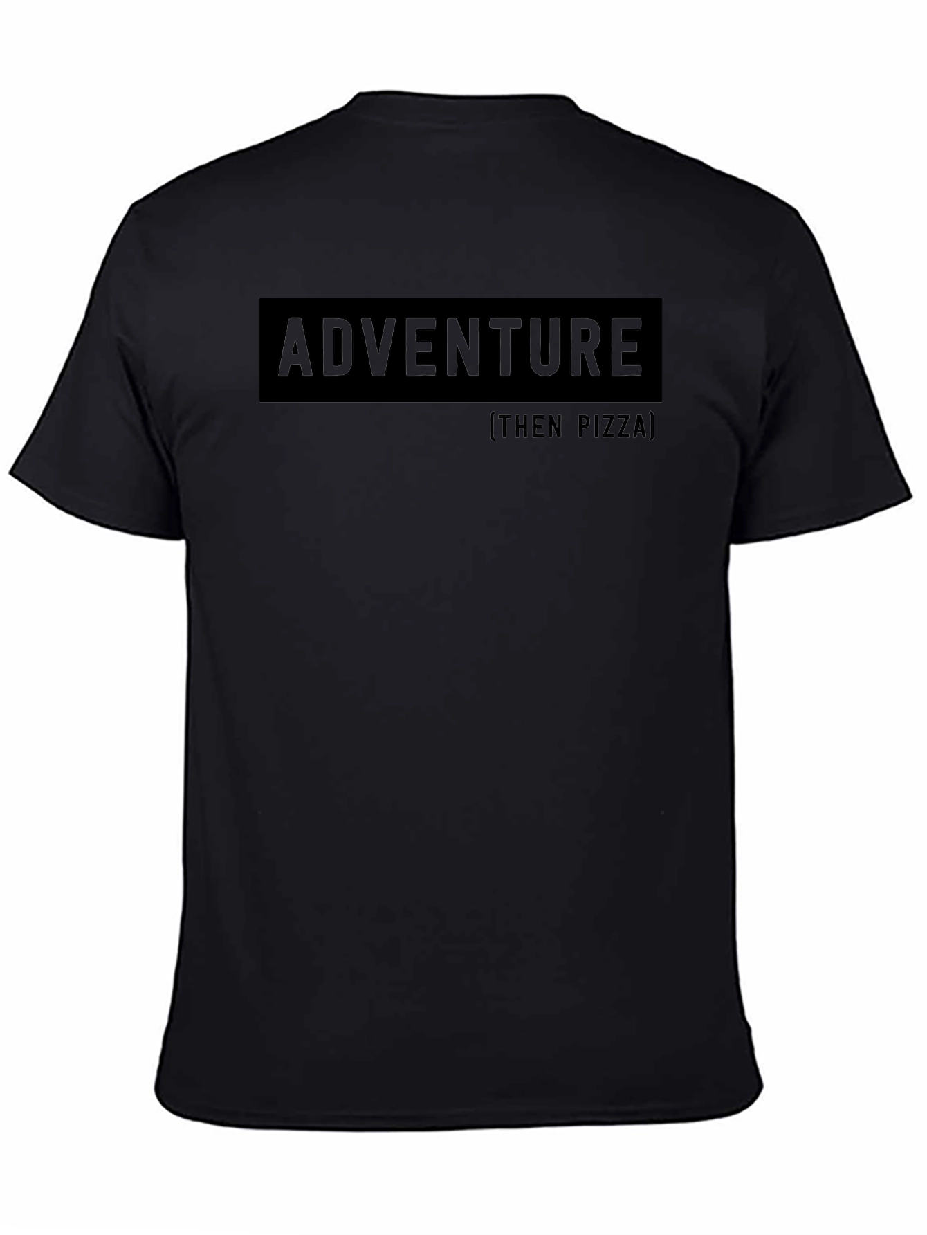Adventure Then Pizza Graphic Tee - Black