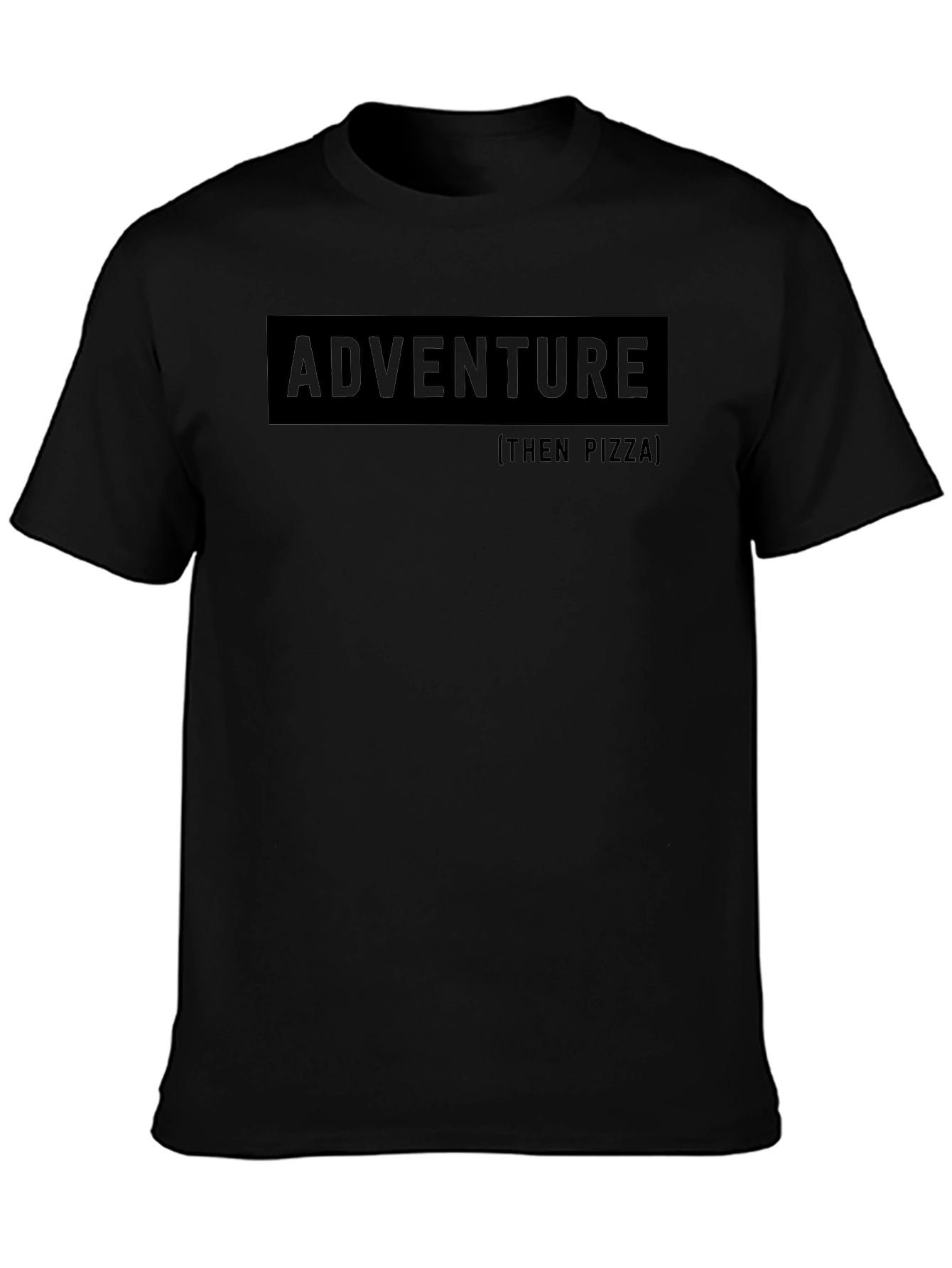 Adventure Then Pizza Graphic Tee - Black
