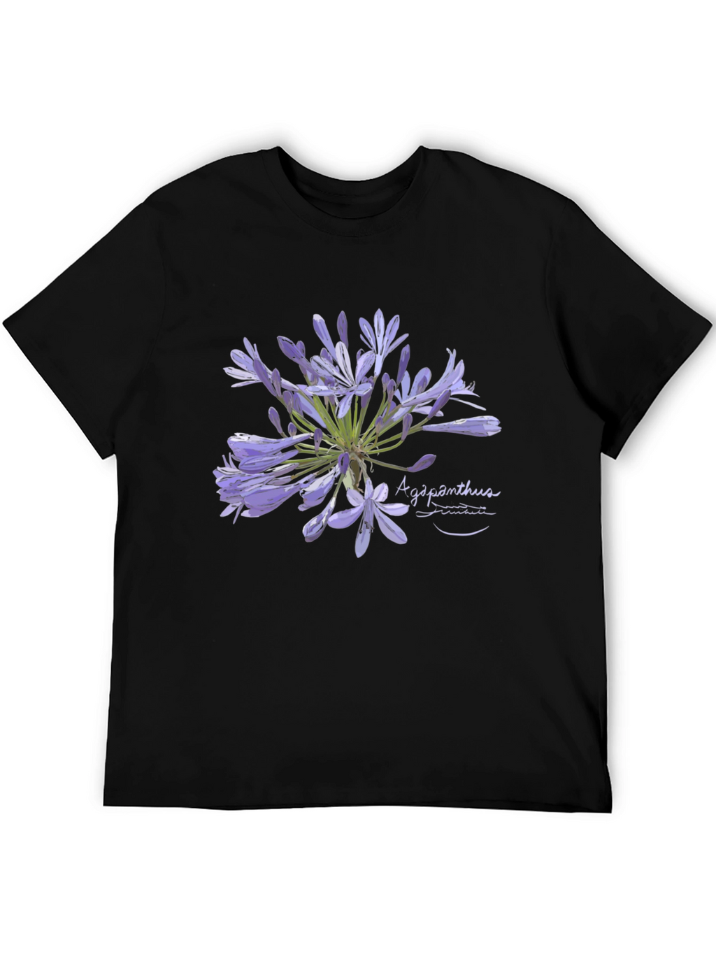 Agapanthus Flower Graphic Black T-Shirt