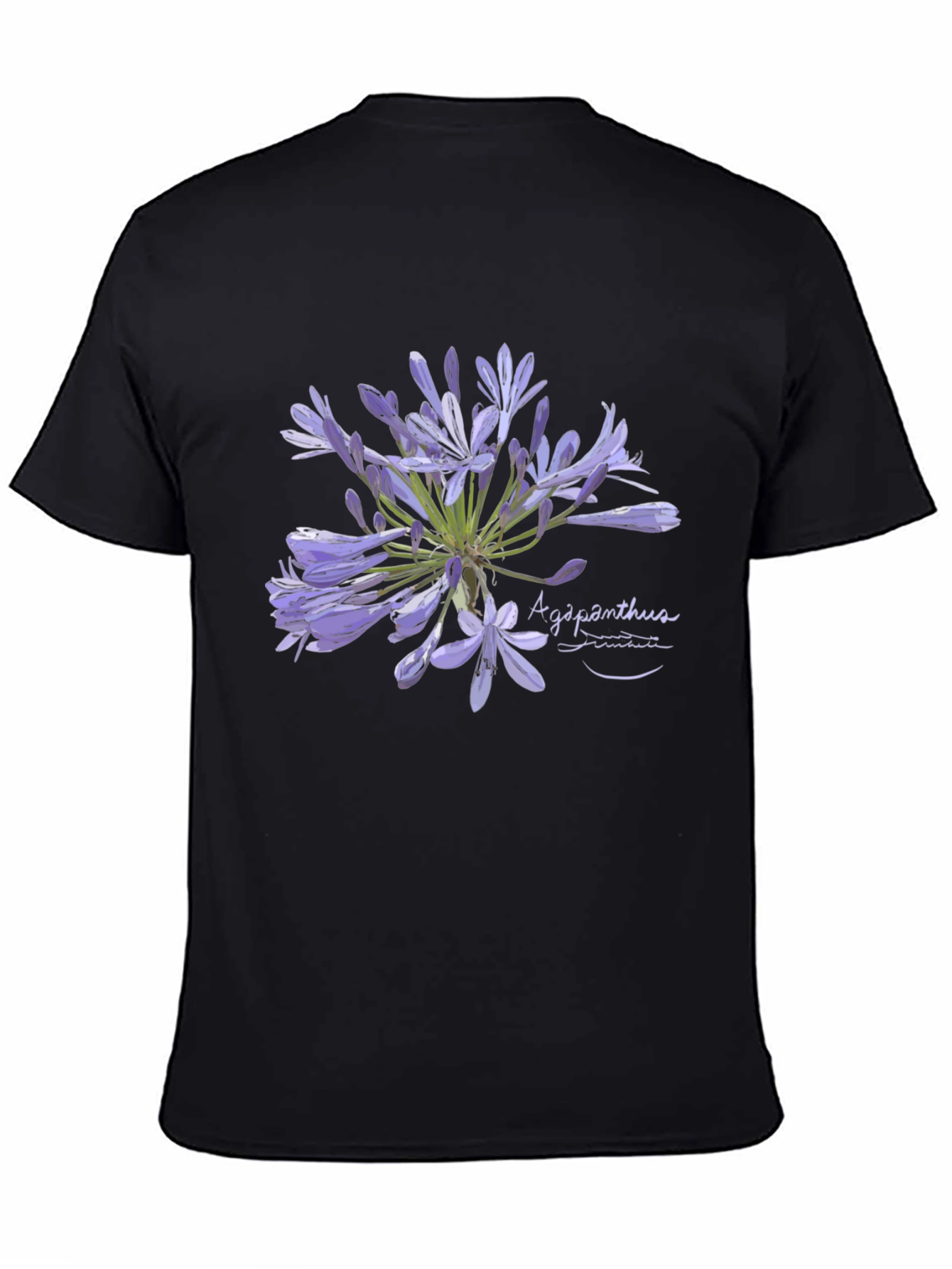 Agapanthus Flower Graphic Black T-Shirt
