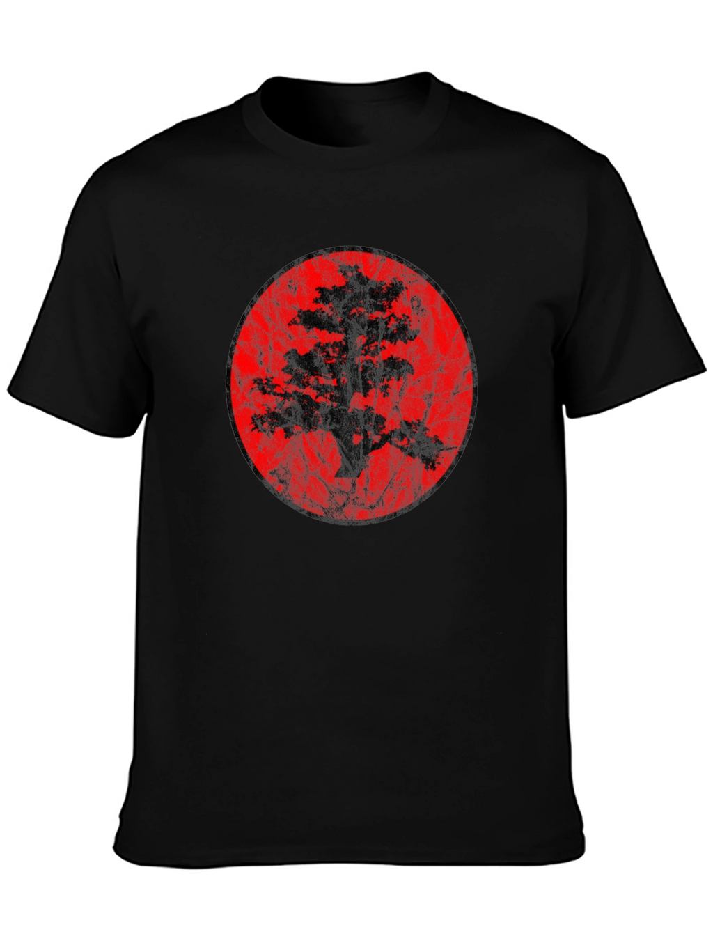 Bonsai Tree Silhouette Graphic Black T-Shirt