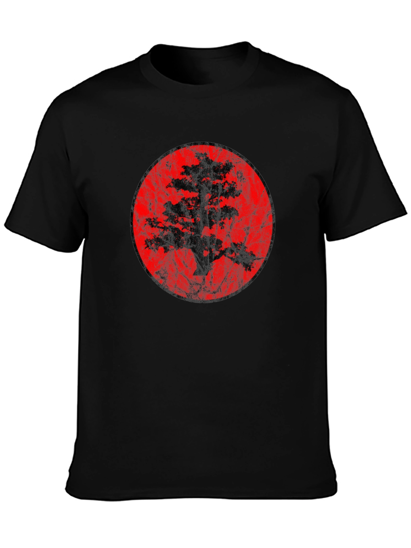 Bonsai Tree Silhouette Graphic Black T-Shirt