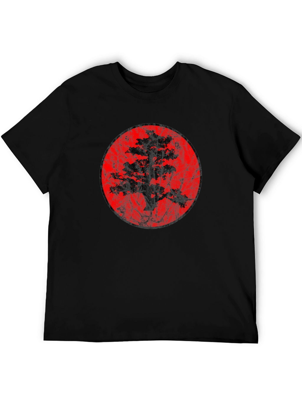 Bonsai Tree Silhouette Graphic Black T-Shirt
