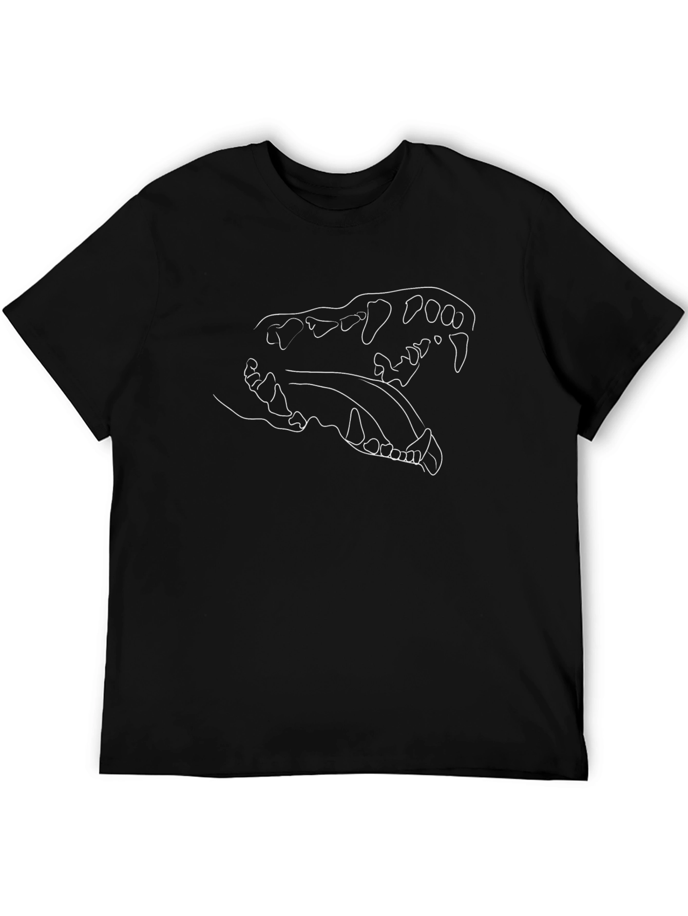 Black T-Shirt with Dog Skull Outline Graphic