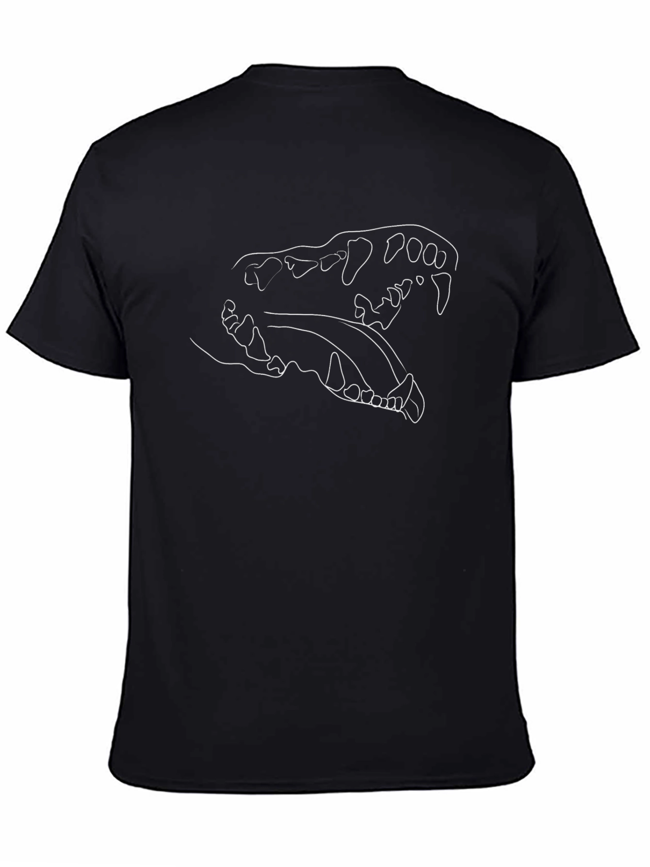 Black T-Shirt with Dog Skull Outline Graphic