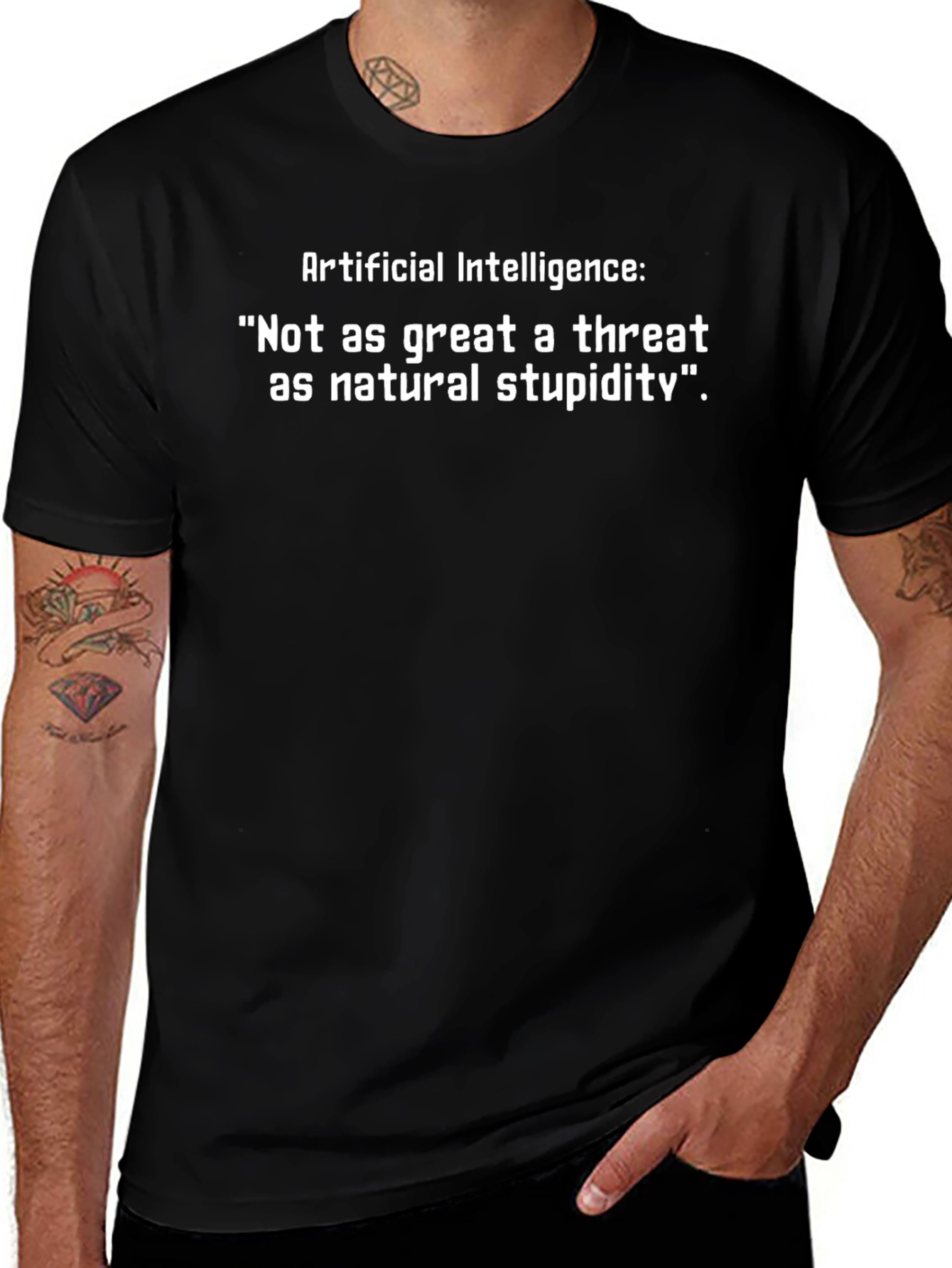 AI vs Stupidity T-Shirt - Funny Tech Humor Tee