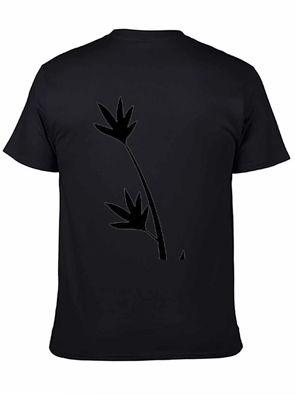 Black T-Shirt with Leaf Silhouette Design