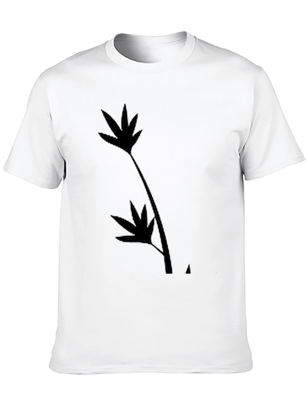 Black T-Shirt with Leaf Silhouette Design